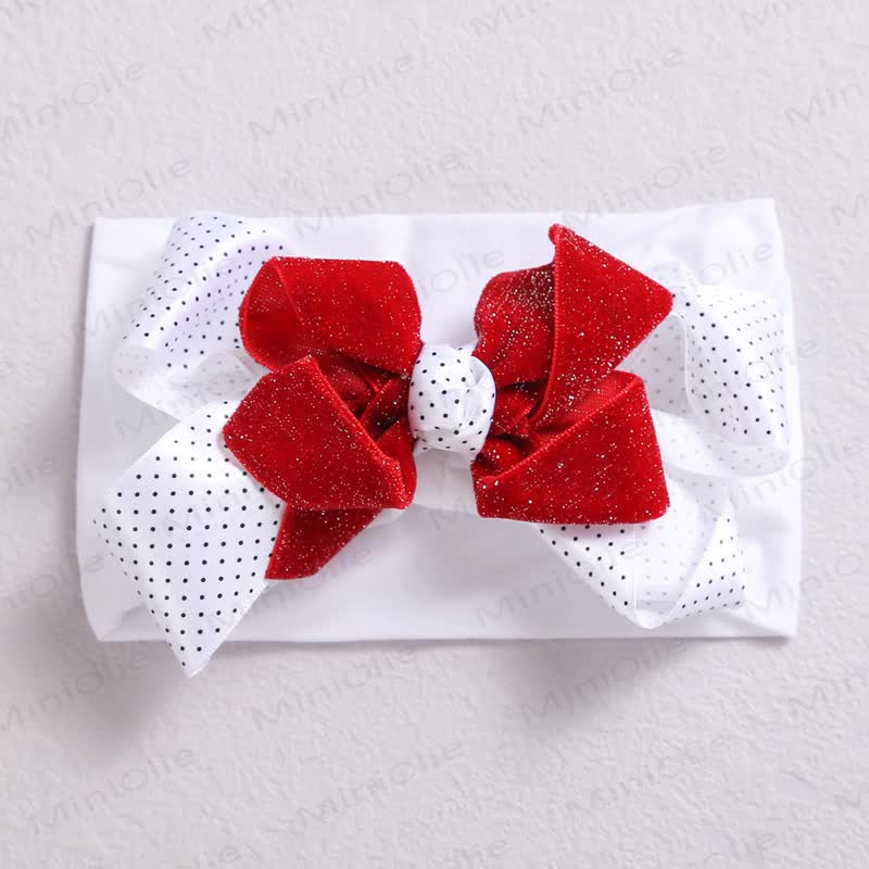 Baby Christmas Dots Bow Headband