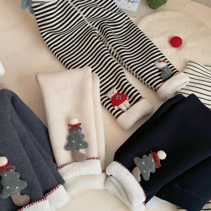 Toddler Girl Christmas Bear Fleece Lined Leggings