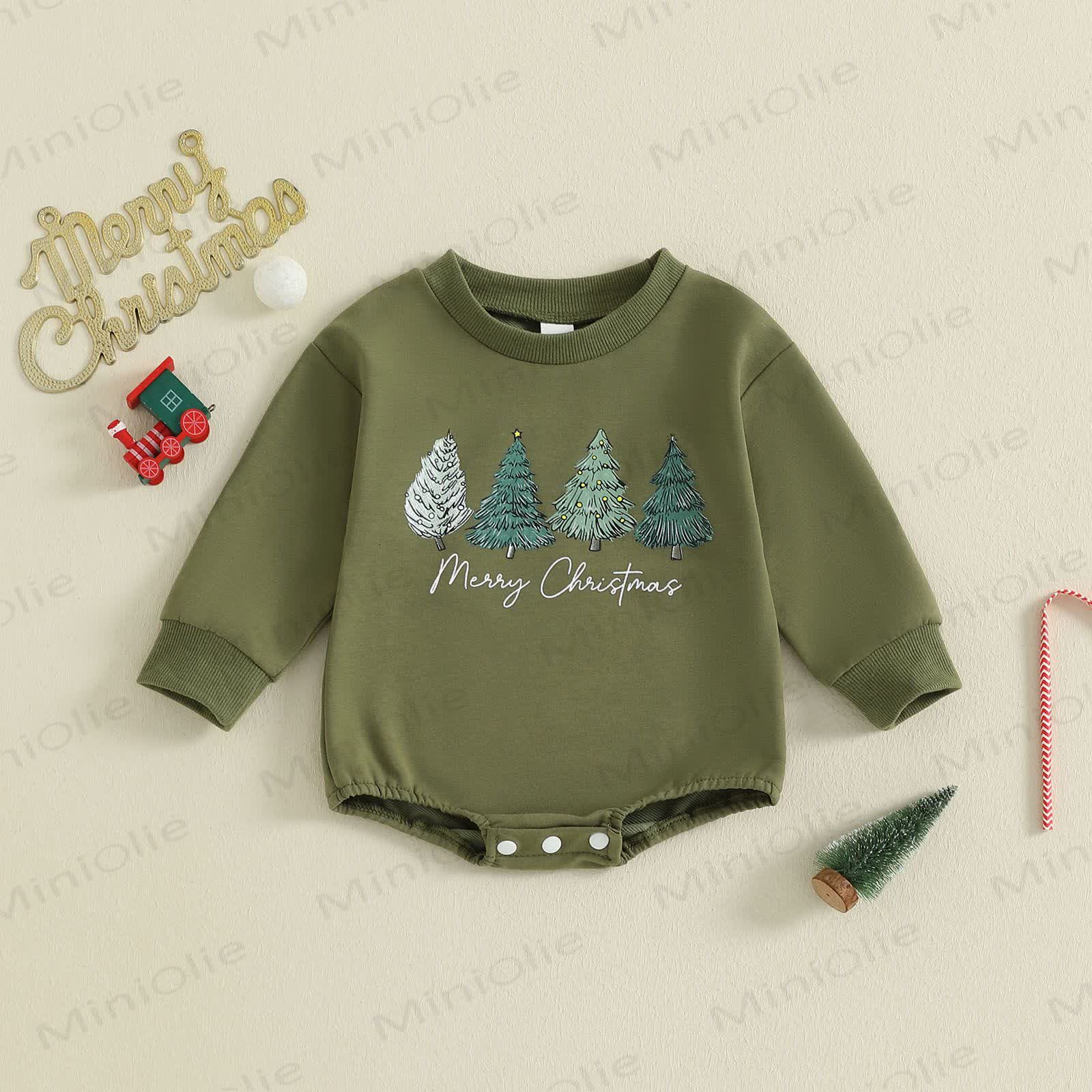 MERRY CHRISTMAS Baby Tree Bodysuit