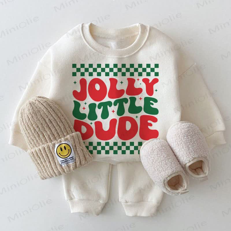 JOLLY LITTLE DUDE Baby Sweatshirt 2-piece White Set