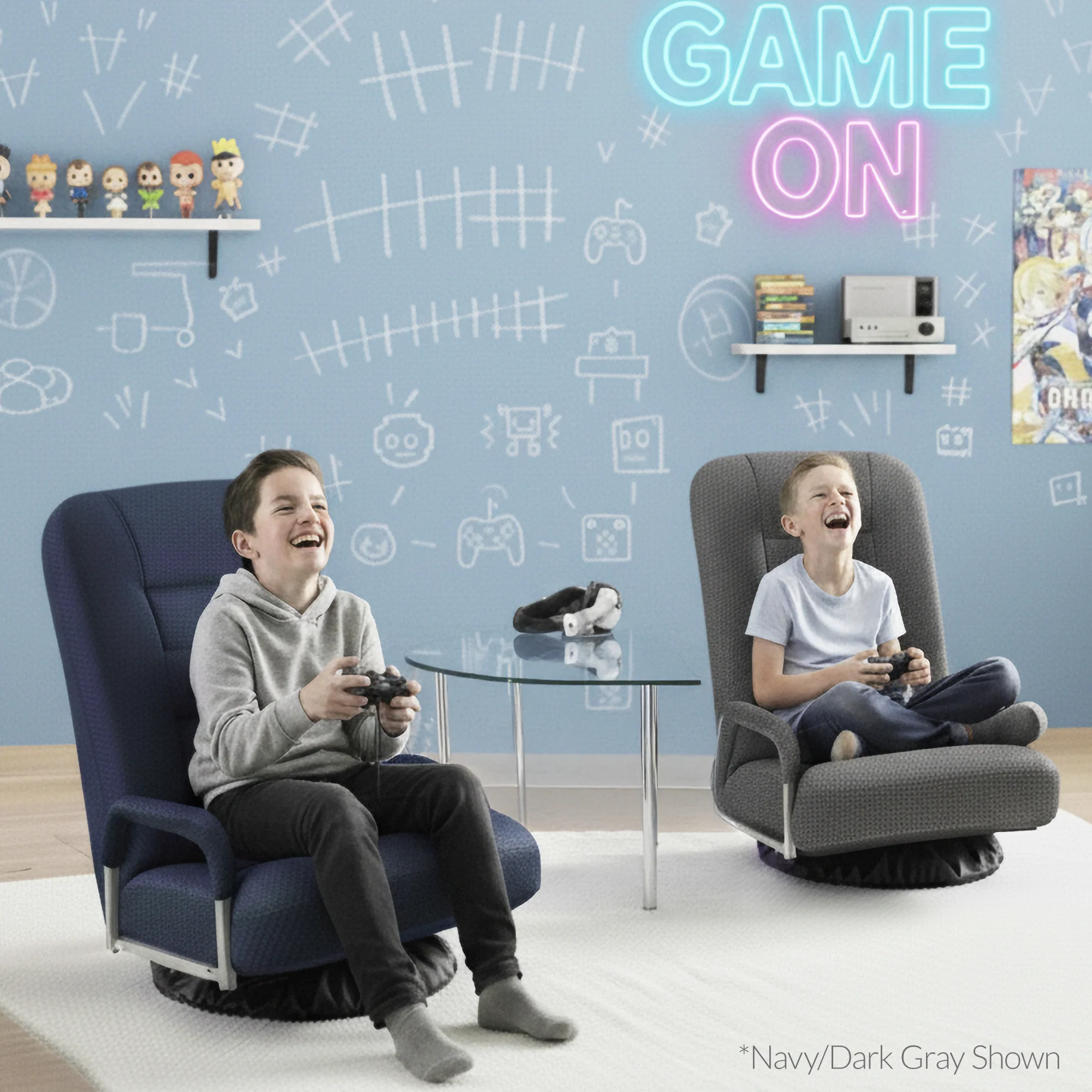 Gaming Floor Chair w/ 360-Degree Swivel, Armrest, Adjustable Backrest
