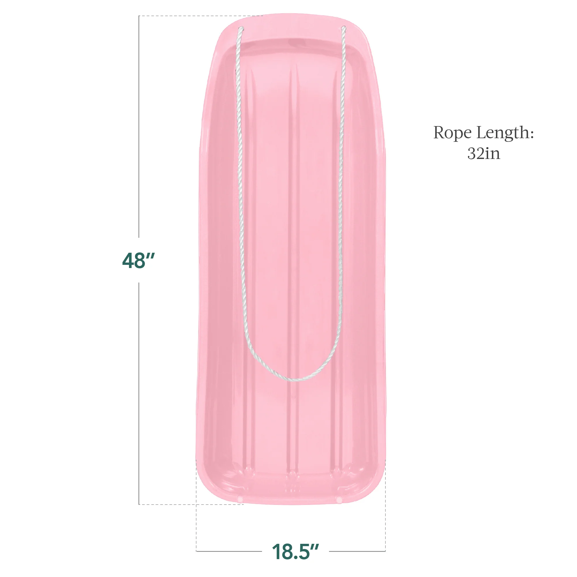48in Kids Toboggan Snow Sled Board w/ Pull Rope, Curved Edges