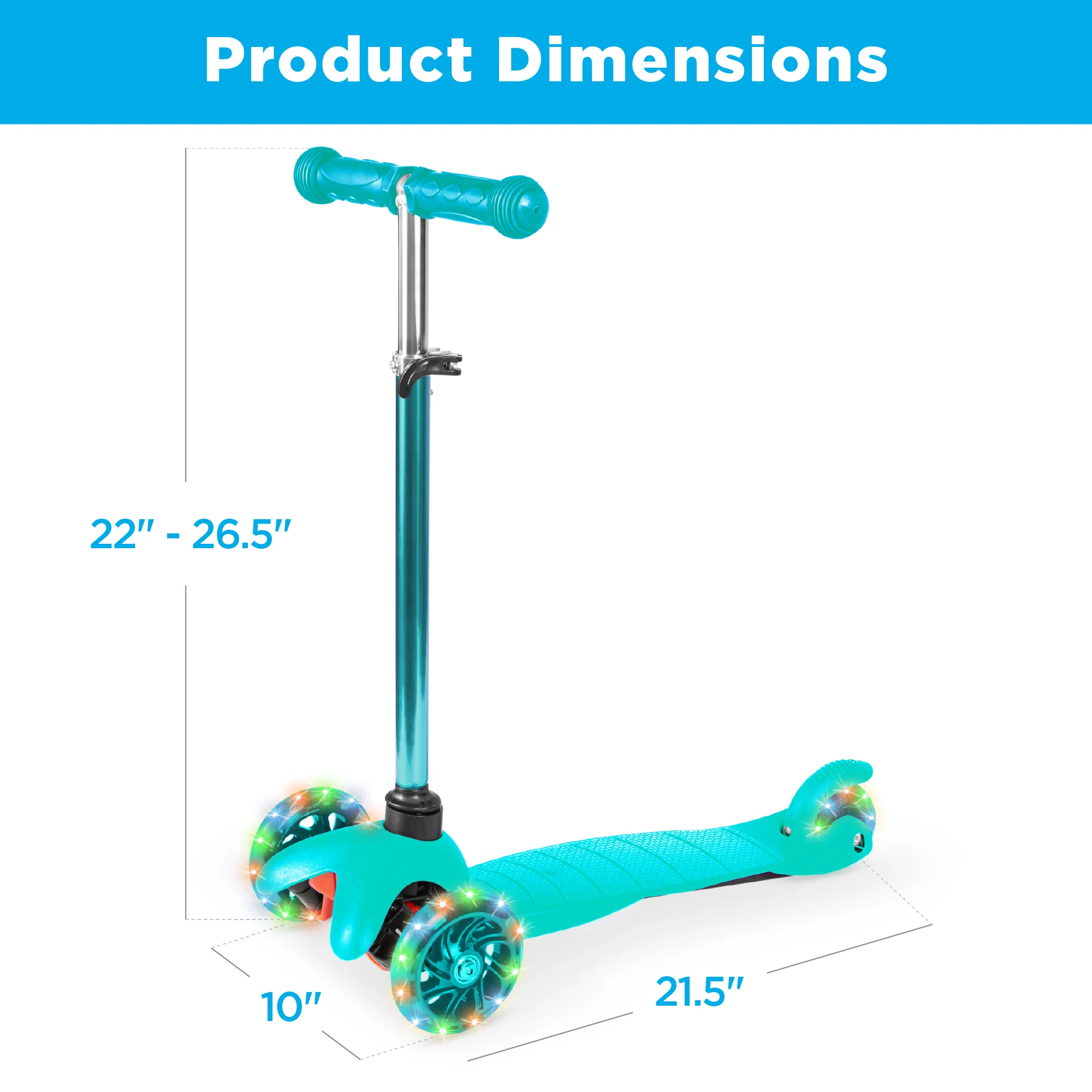 Kids Mini Kick Scooter Toy w/ Colorful Light-Up Wheels, Adjustable T-Bar