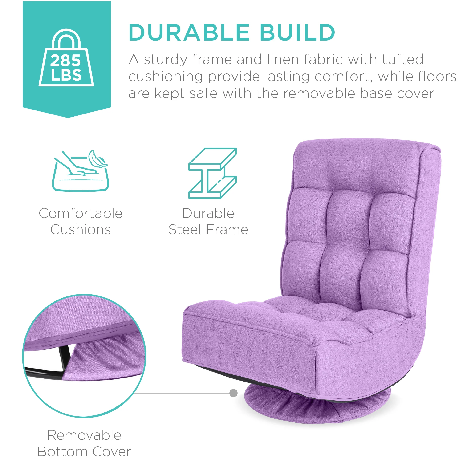 Folding Floor Gaming Chair w/ 360-Degree Swivel, 4 Adjustable Positions