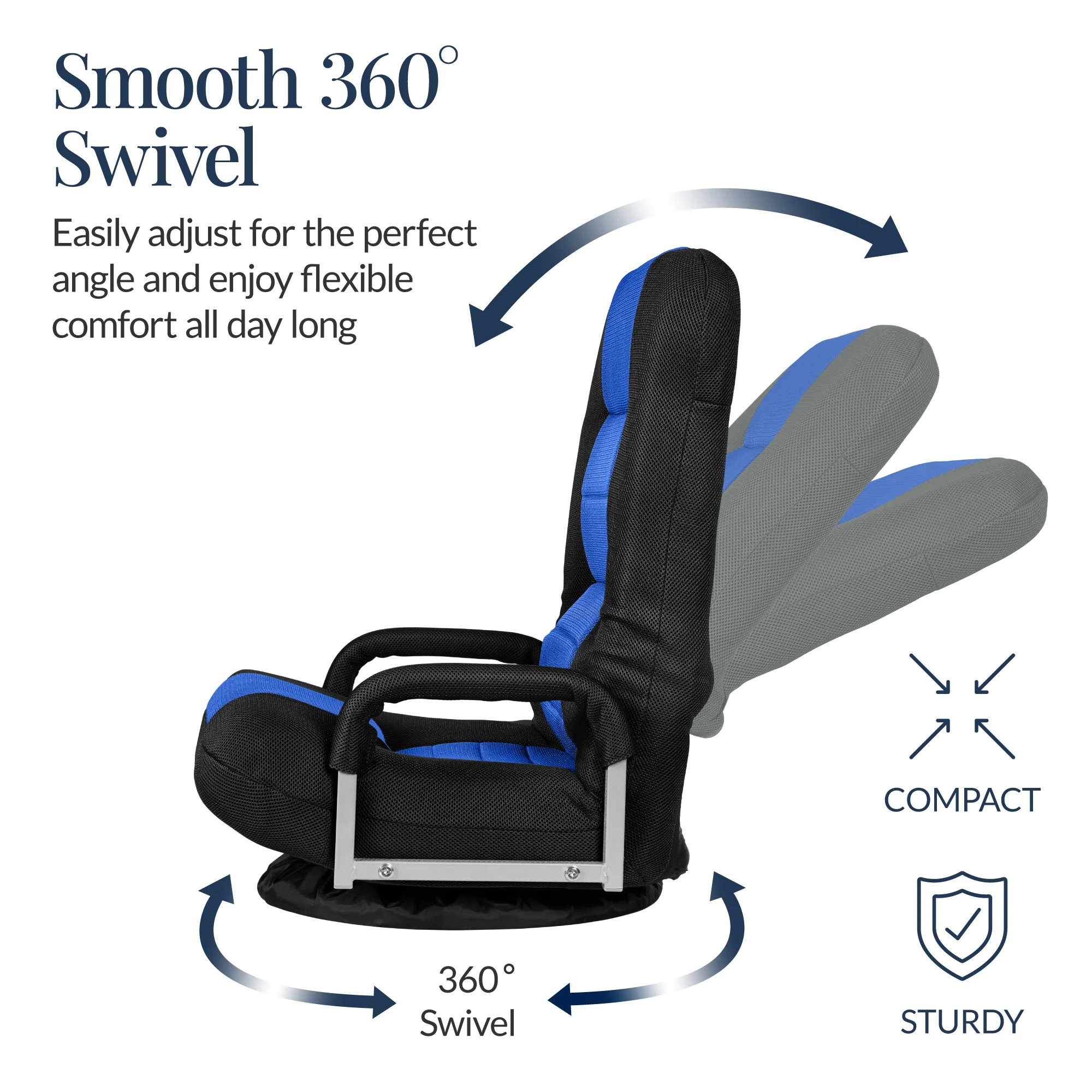 Gaming Floor Chair w/ 360-Degree Swivel, Armrest, Adjustable Backrest