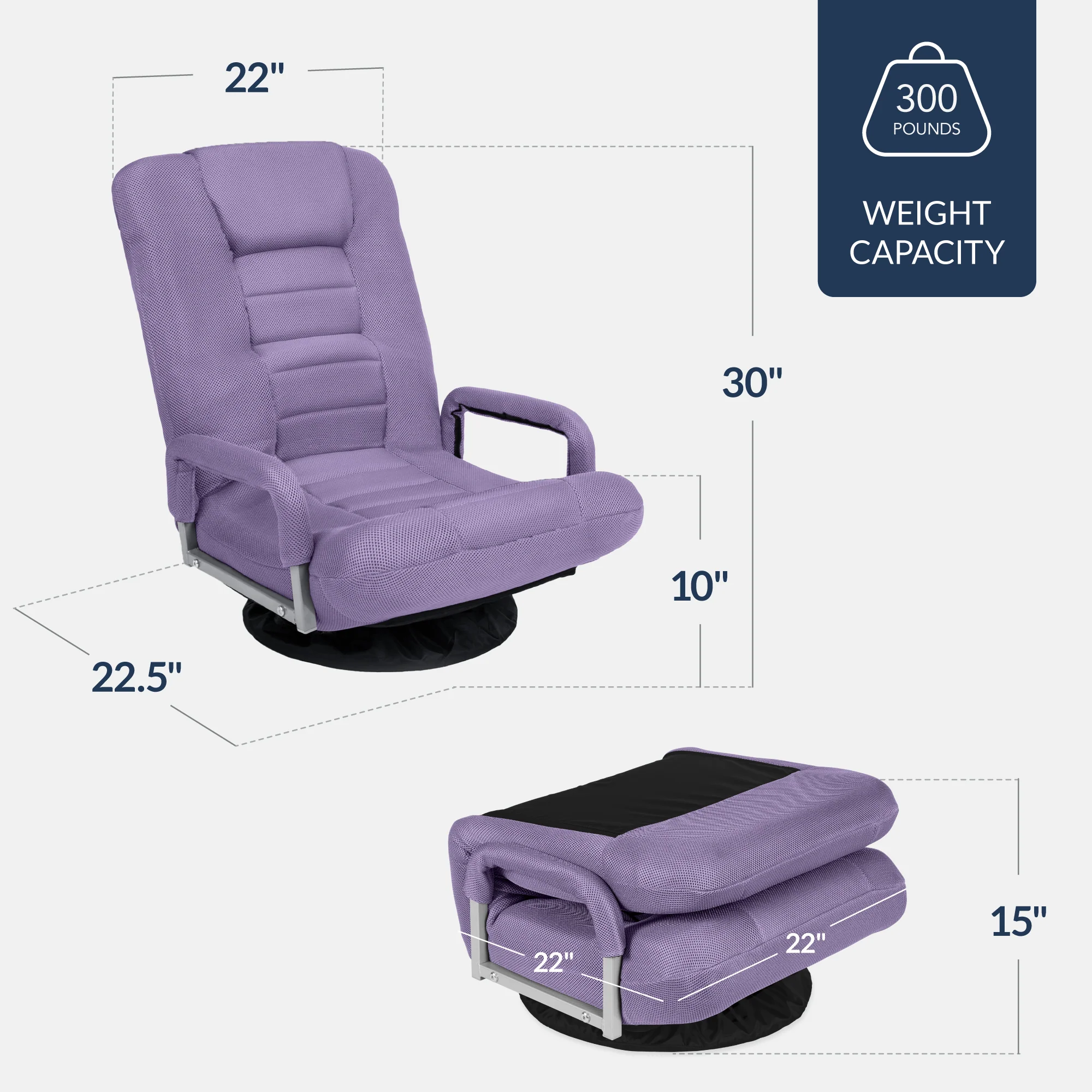 Gaming Floor Chair w/ 360-Degree Swivel, Armrest, Adjustable Backrest