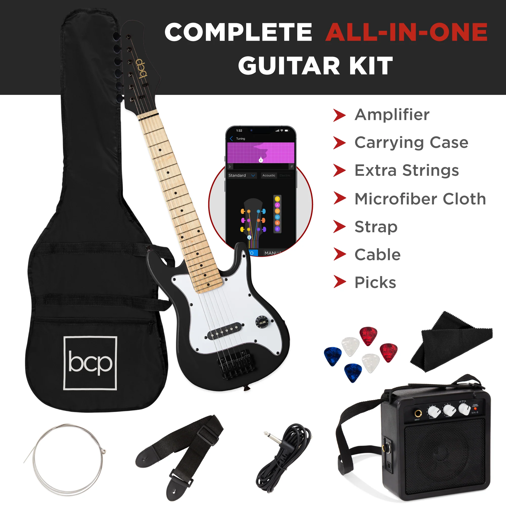 Kids Electric Guitar Beginner Starter Kit w/ 5W Amplifier - 30 in