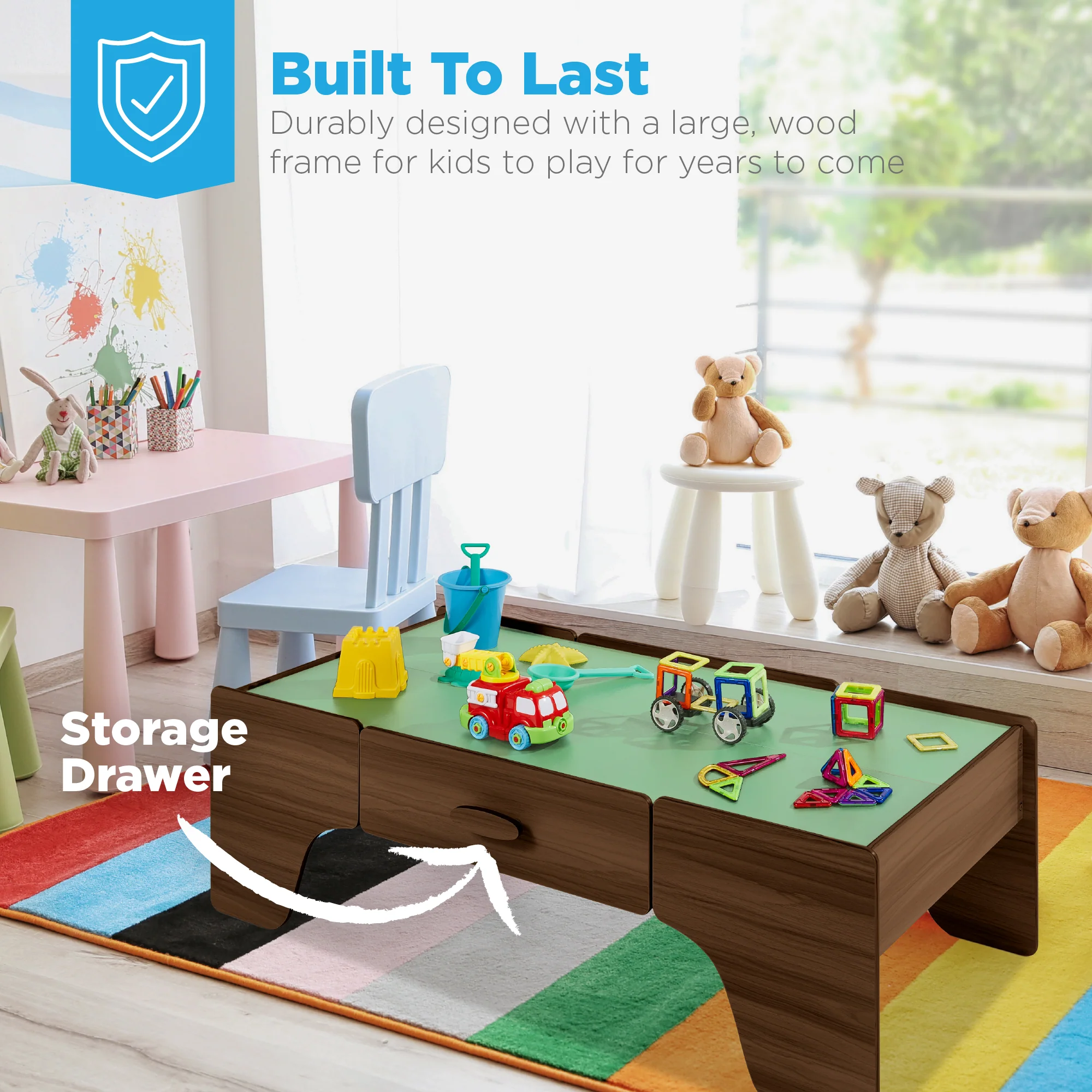 70-Piece Train Table, Large Multipurpose Playset w/ Reversible Table Top