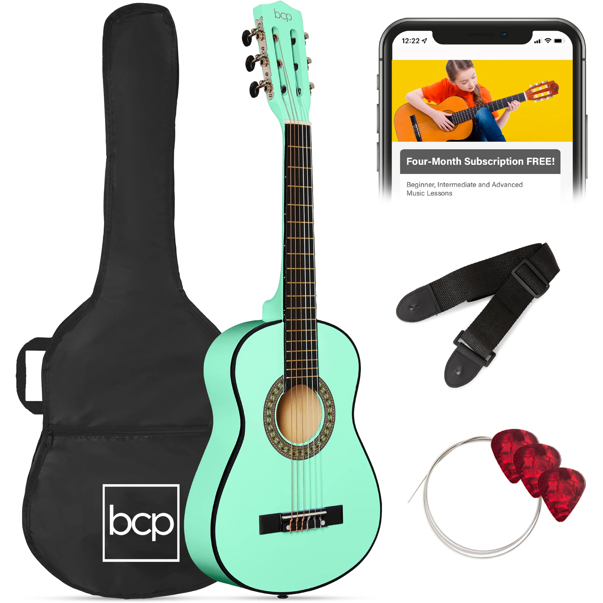 Kids Acoustic Guitar Beginner Starter Kit w/ Carrying Case - 30in