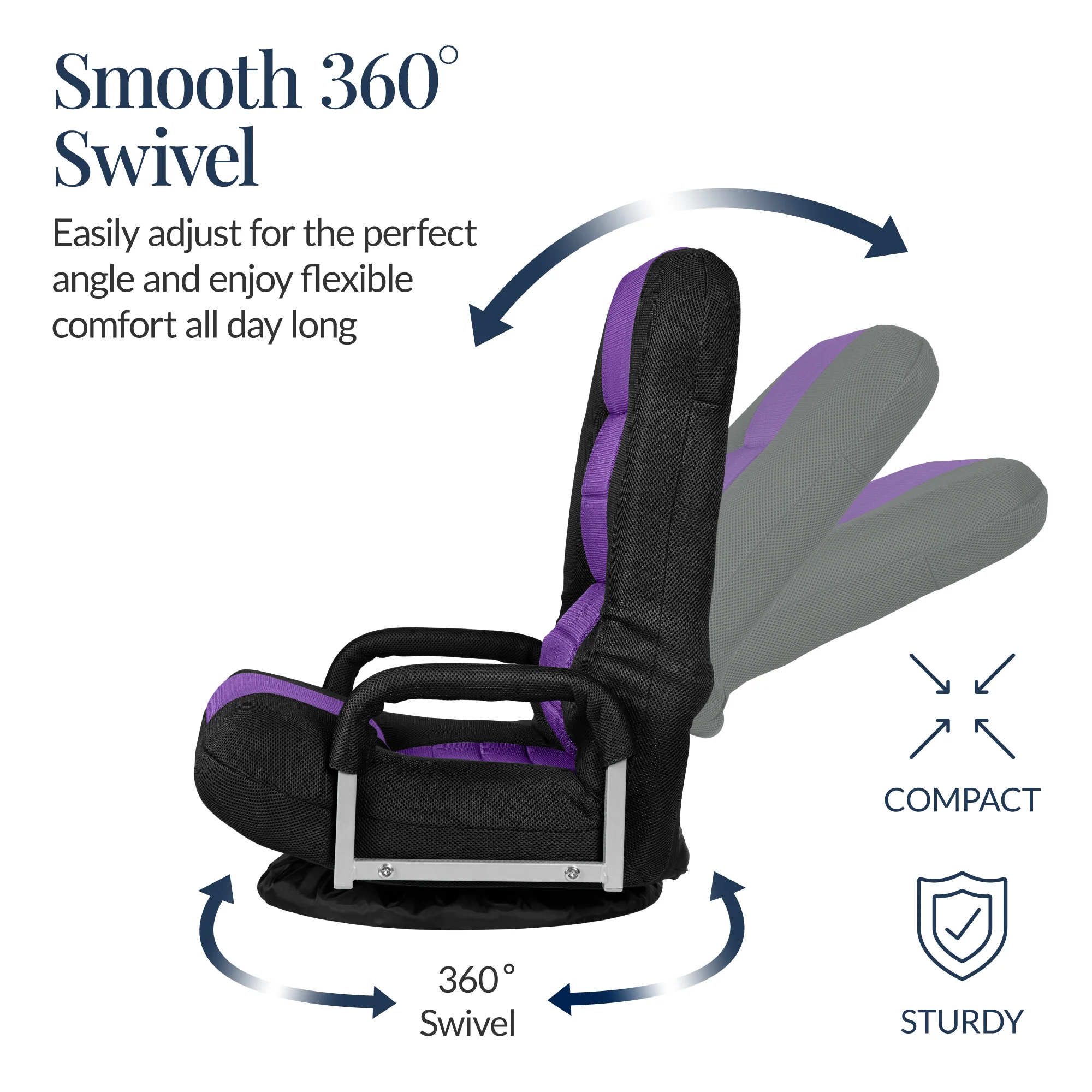 Gaming Floor Chair w/ 360-Degree Swivel, Armrest, Adjustable Backrest