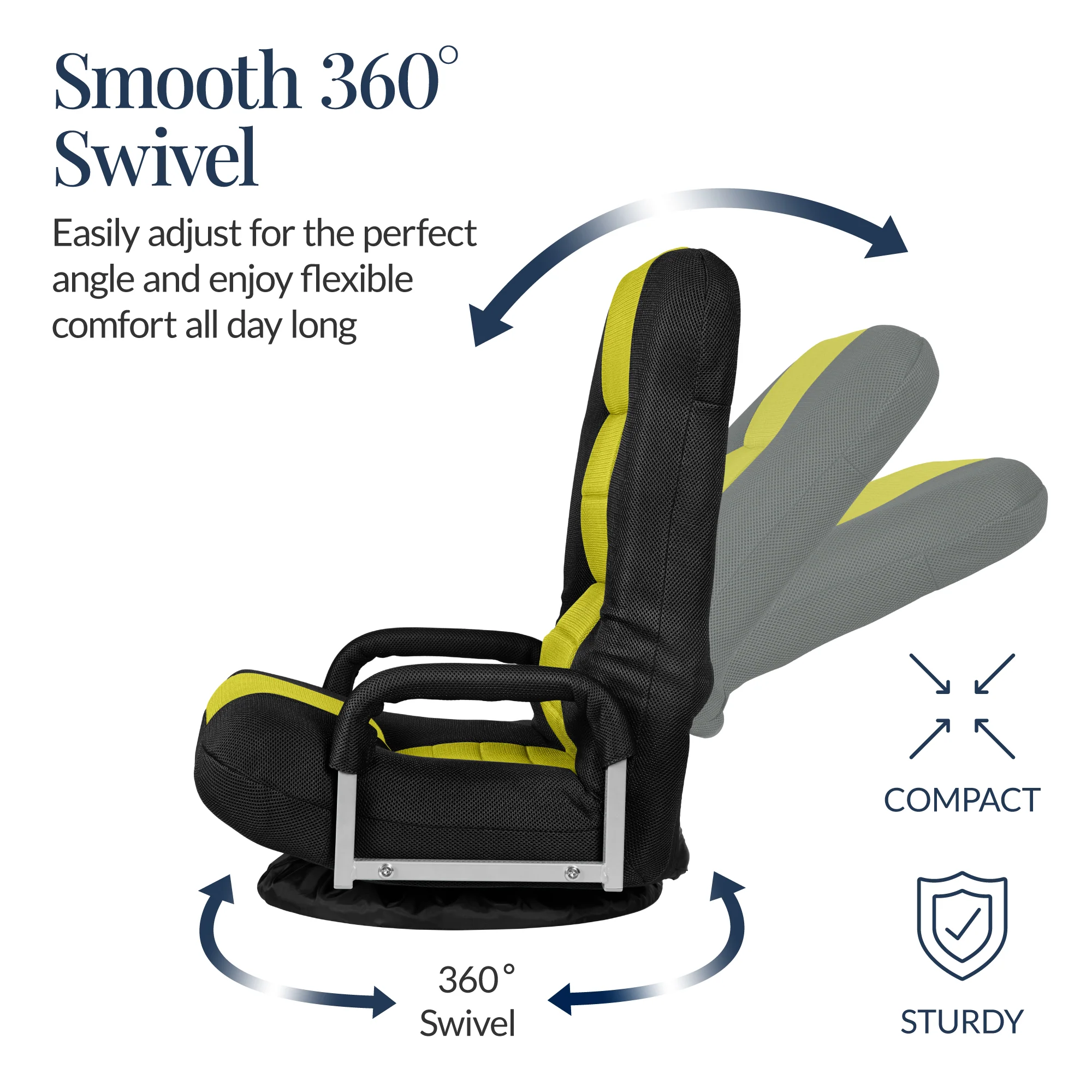 Gaming Floor Chair w/ 360-Degree Swivel, Armrest, Adjustable Backrest