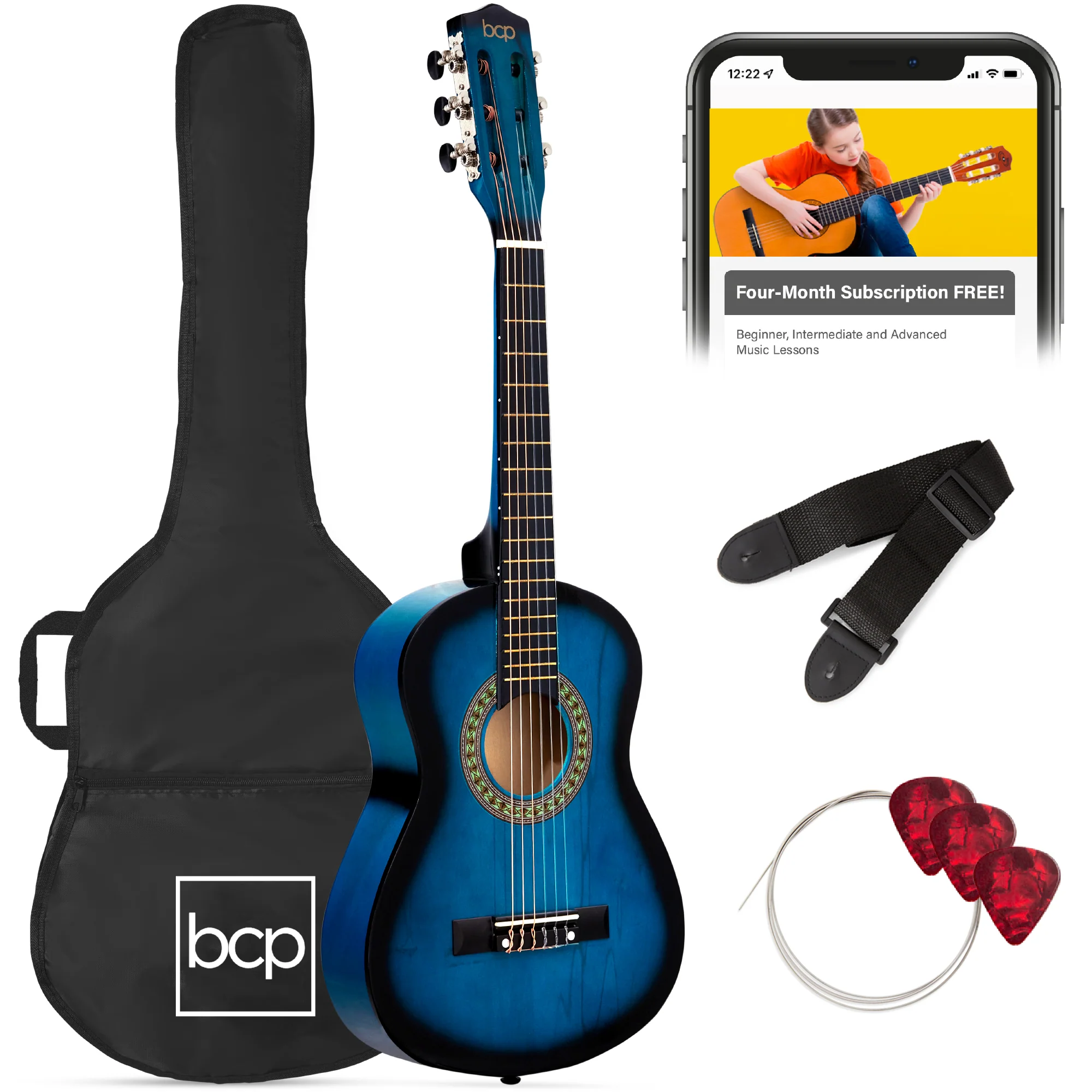 Kids Acoustic Guitar Beginner Starter Kit w/ Carrying Case - 30in