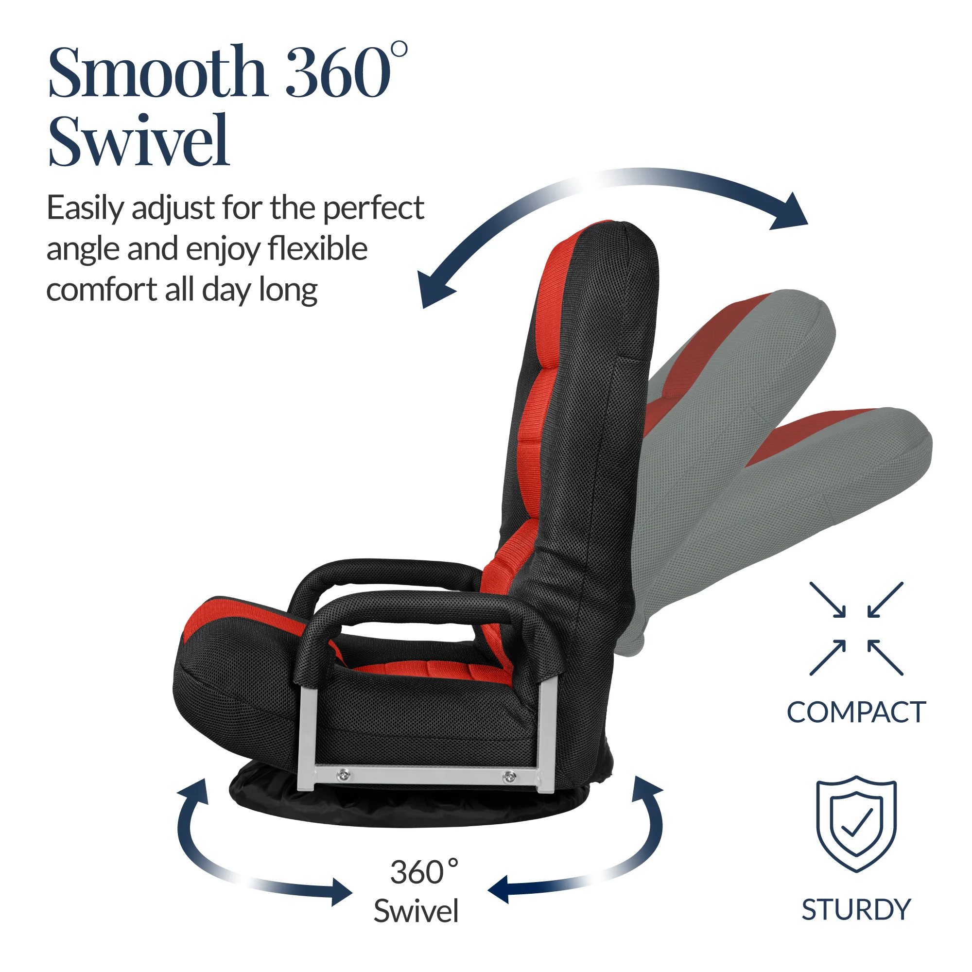 Gaming Floor Chair w/ 360-Degree Swivel, Armrest, Adjustable Backrest