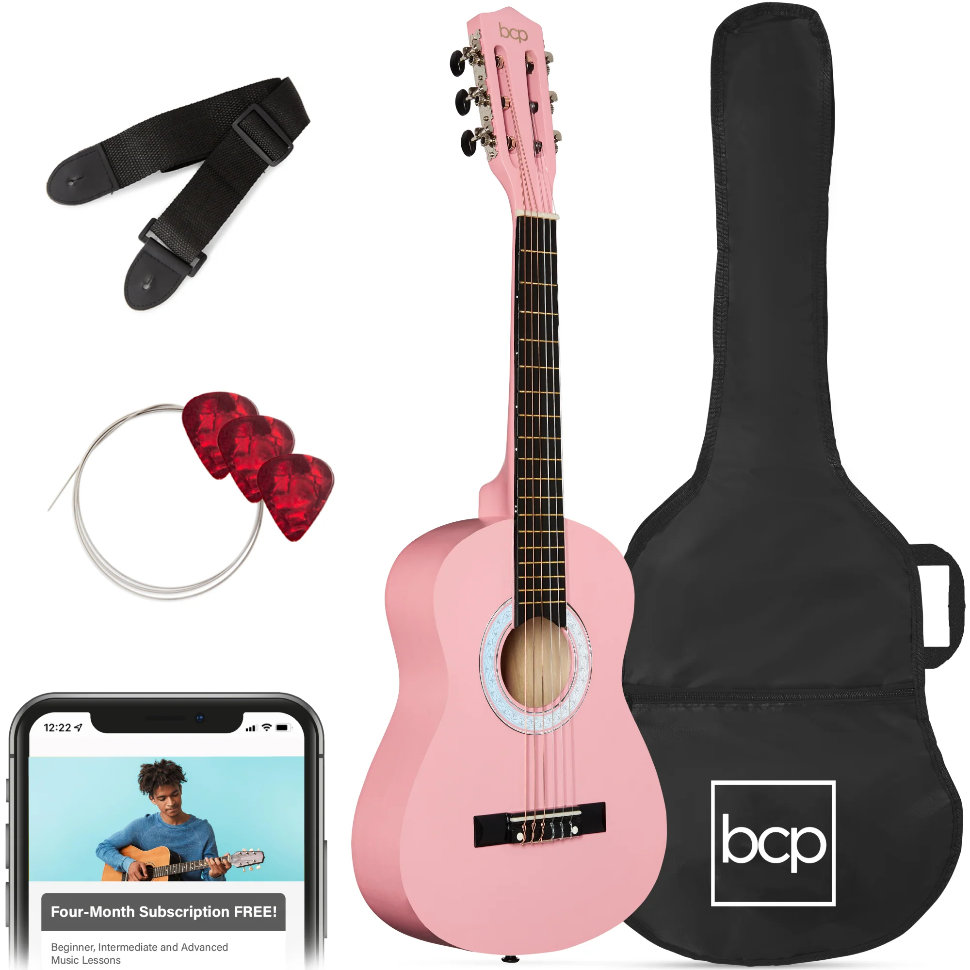 Kids Acoustic Guitar Beginner Starter Kit w/ Carrying Case - 30in