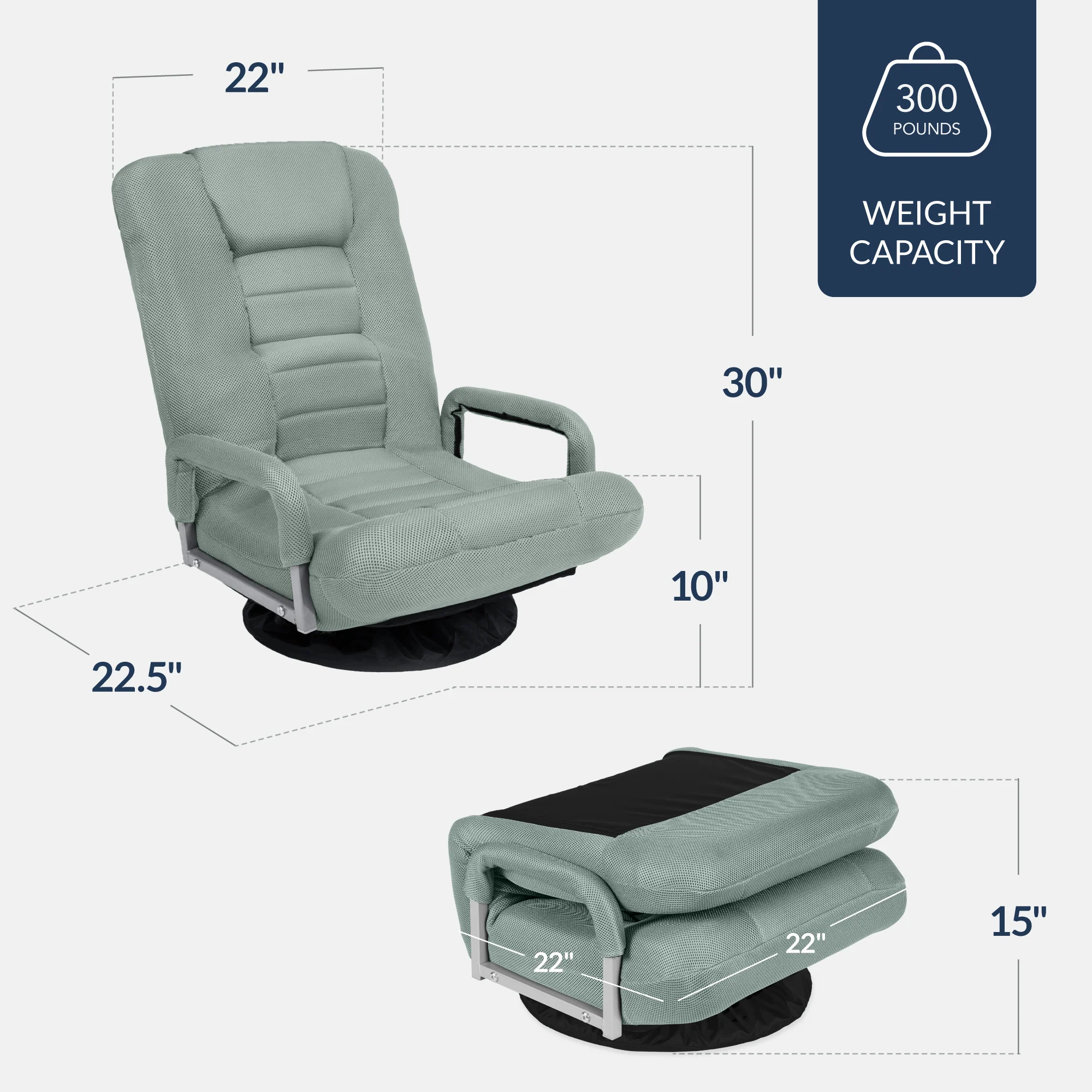 Gaming Floor Chair w/ 360-Degree Swivel, Armrest, Adjustable Backrest