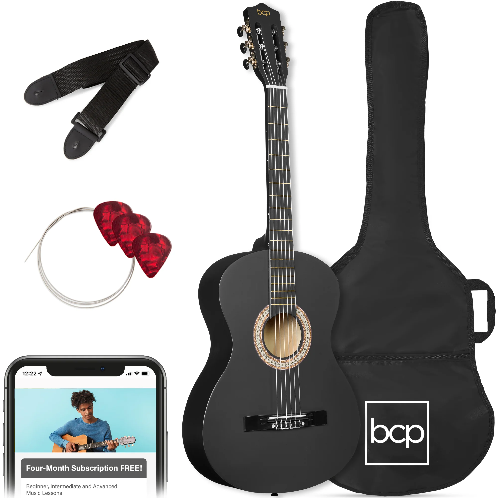 Kids Acoustic Guitar Beginner Starter Kit w/ Carrying Case - 30in