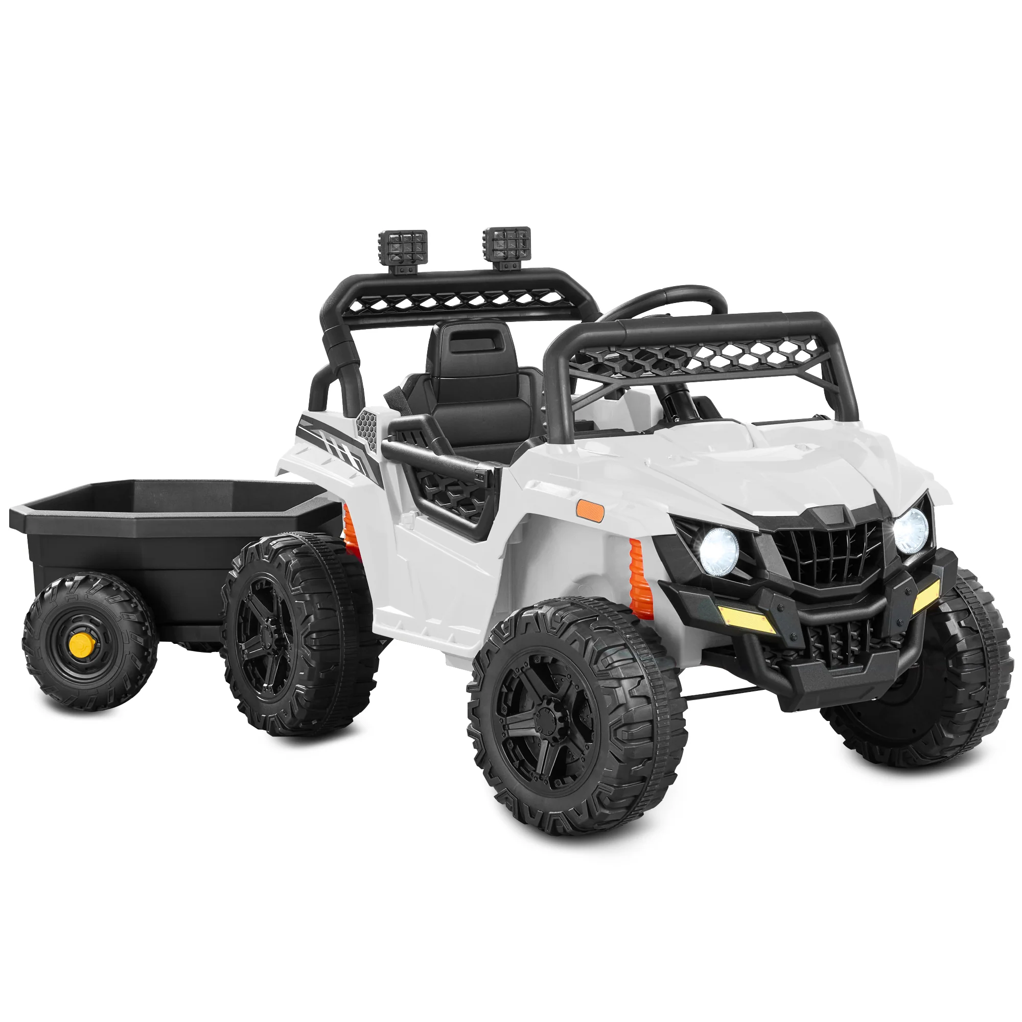 12V Kids Ride-On UTV and Trailer w/Parent Remote Control, LED Lights