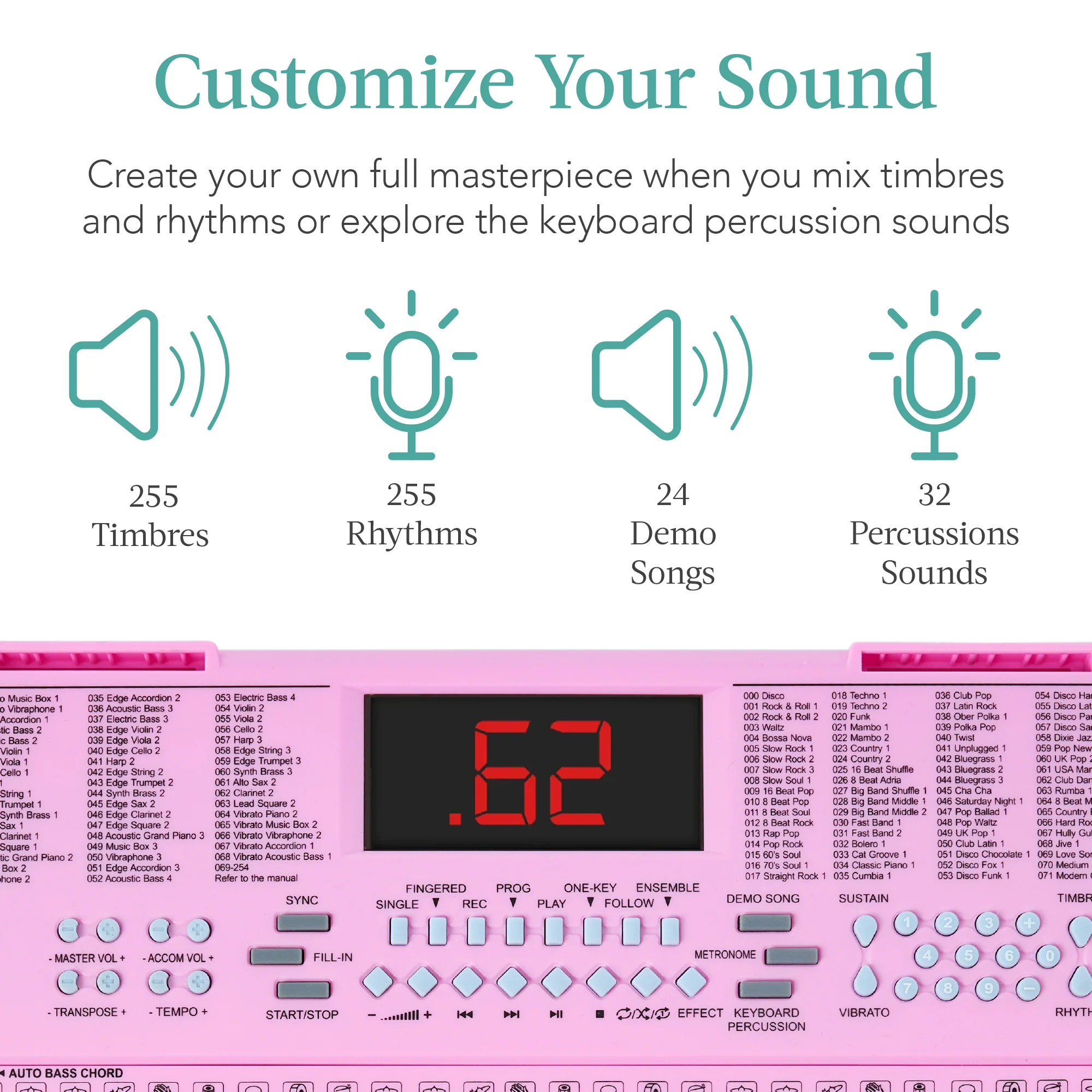 61-Key Beginners Electronic Keyboard Piano Set w/ 3 Modes, Microphone