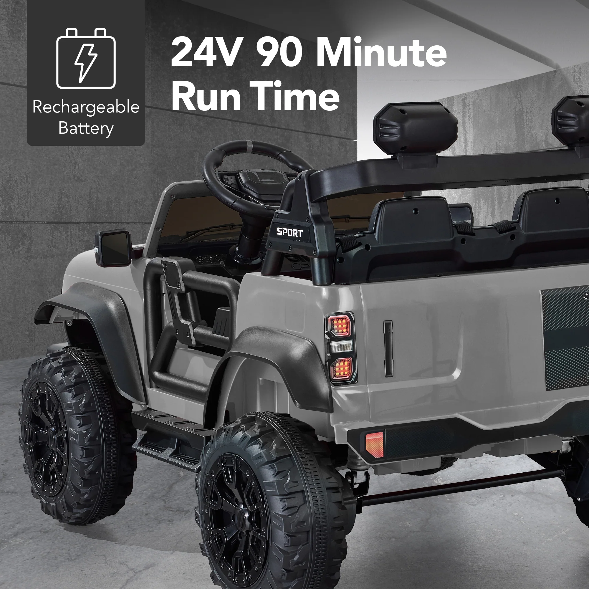 24V 2-Seater Electric Ride-On Car Truck w/ Parent Control, Bluetooth