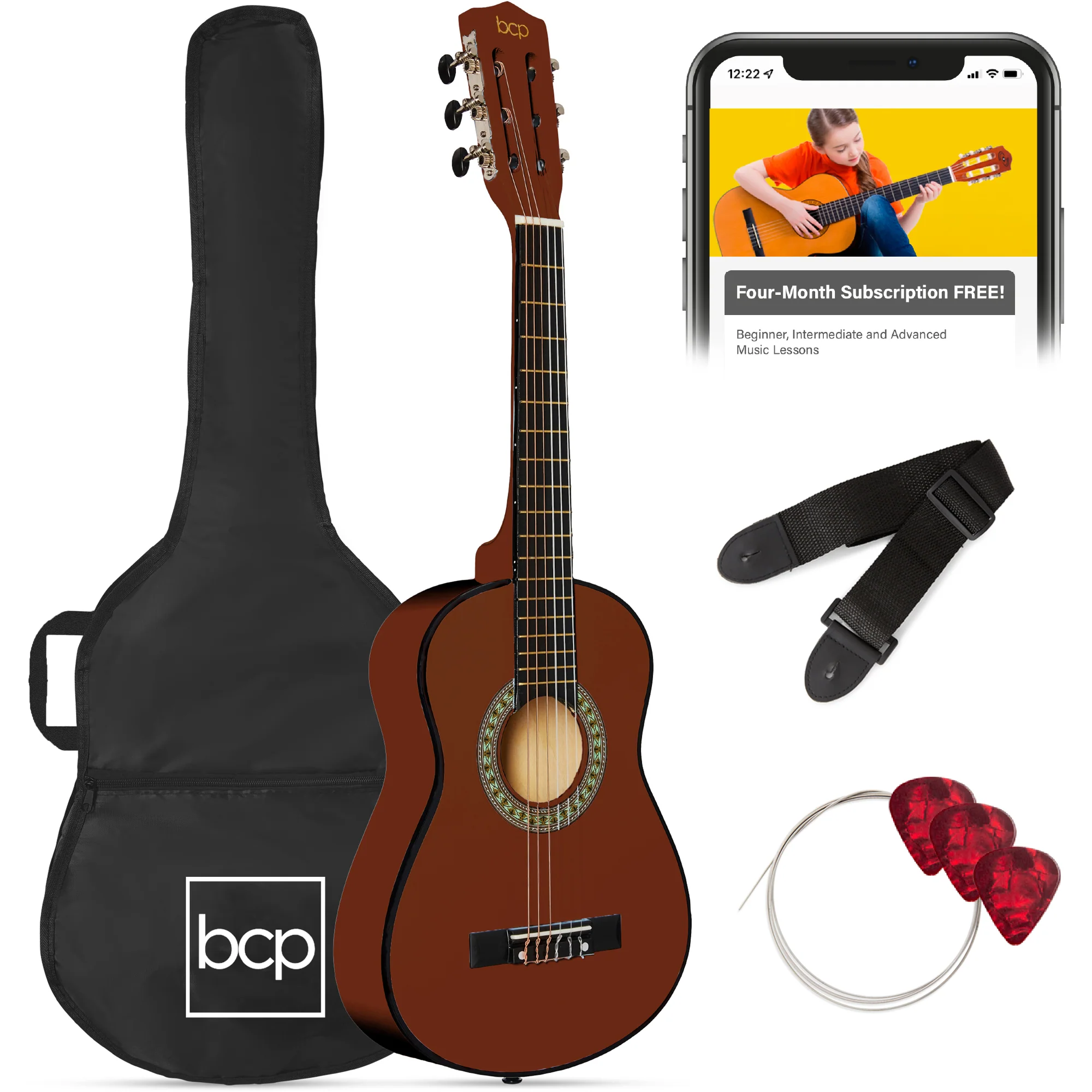 Kids Acoustic Guitar Beginner Starter Kit w/ Carrying Case - 30in