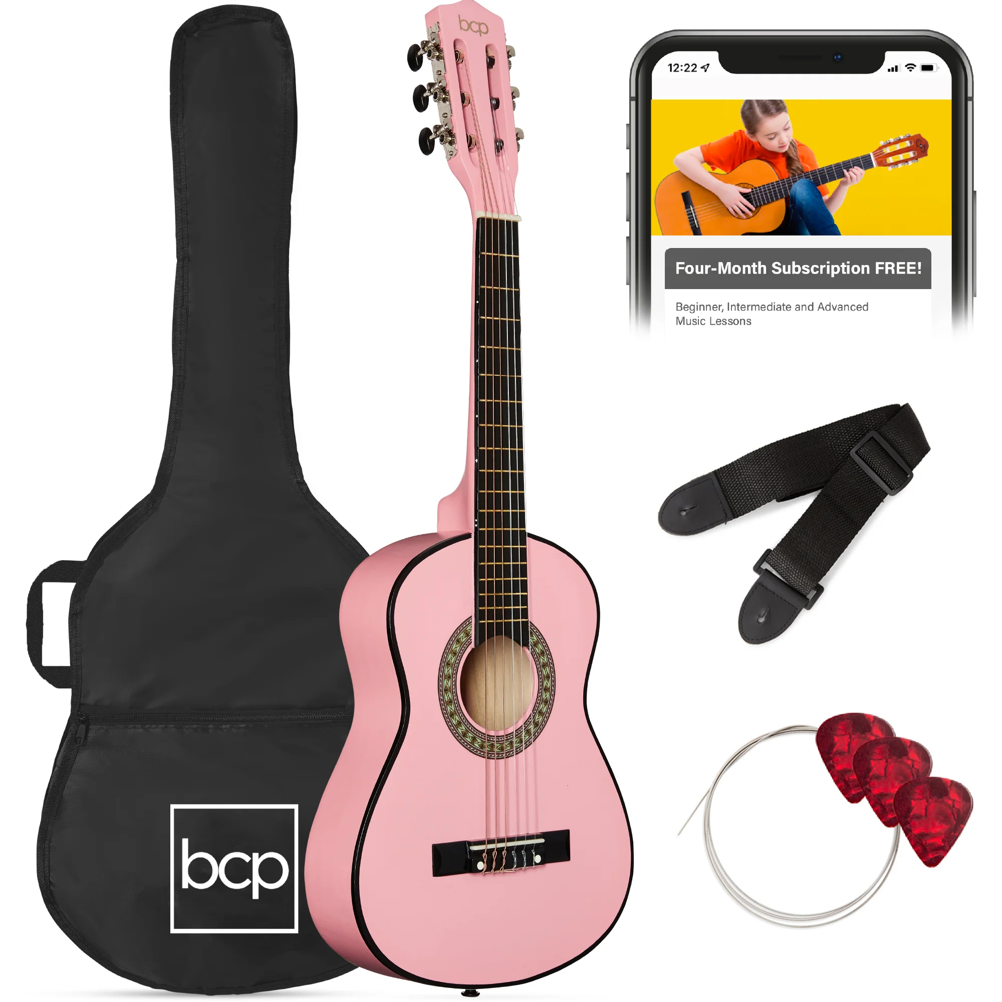 Kids Acoustic Guitar Beginner Starter Kit w/ Carrying Case - 30in