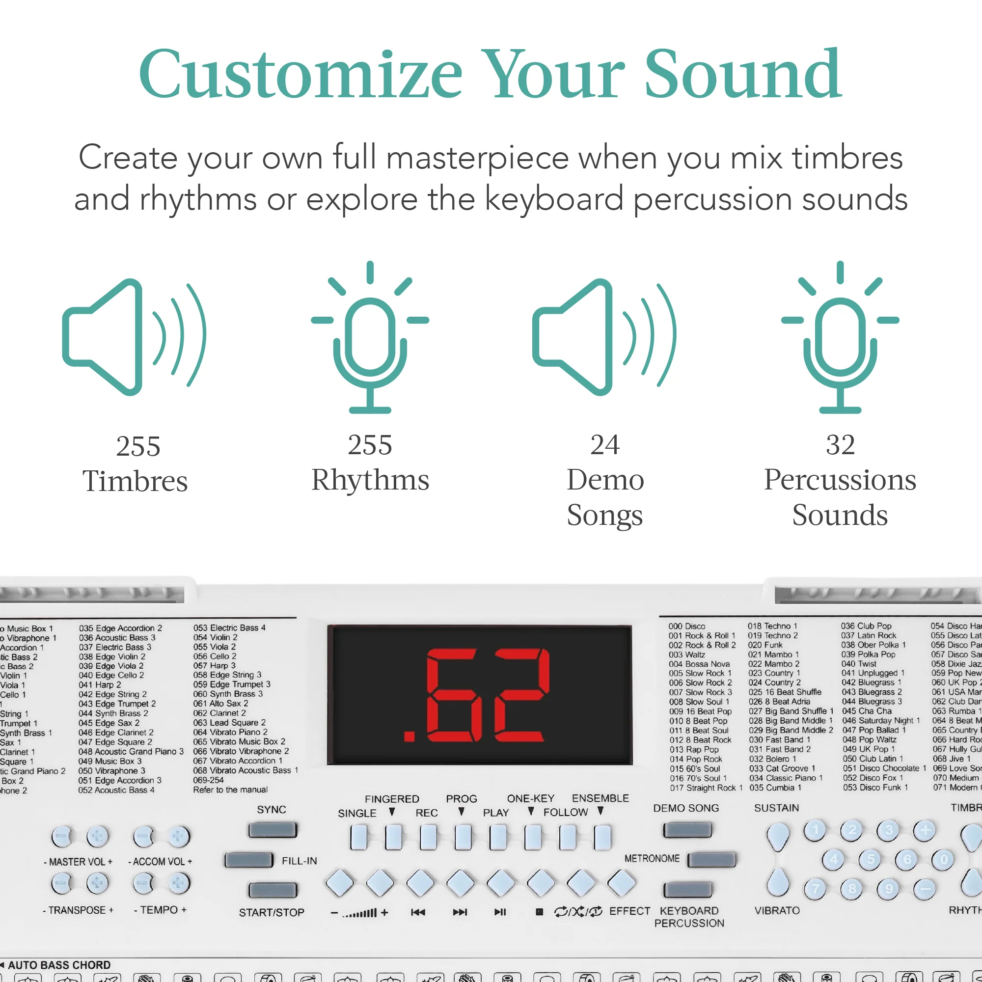 61-Key Beginners Electronic Keyboard Piano Set w/ 3 Modes, Microphone