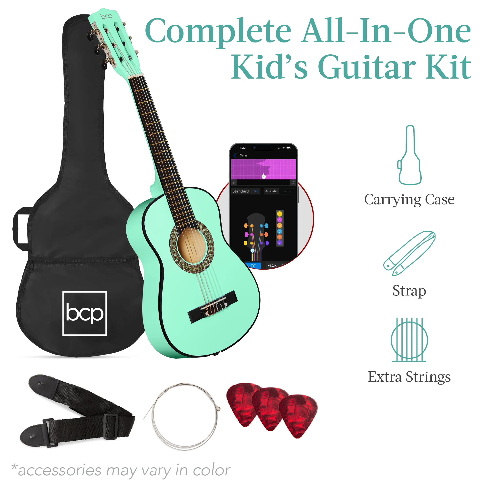 Kids Acoustic Guitar Beginner Starter Kit w/ Carrying Case - 30in