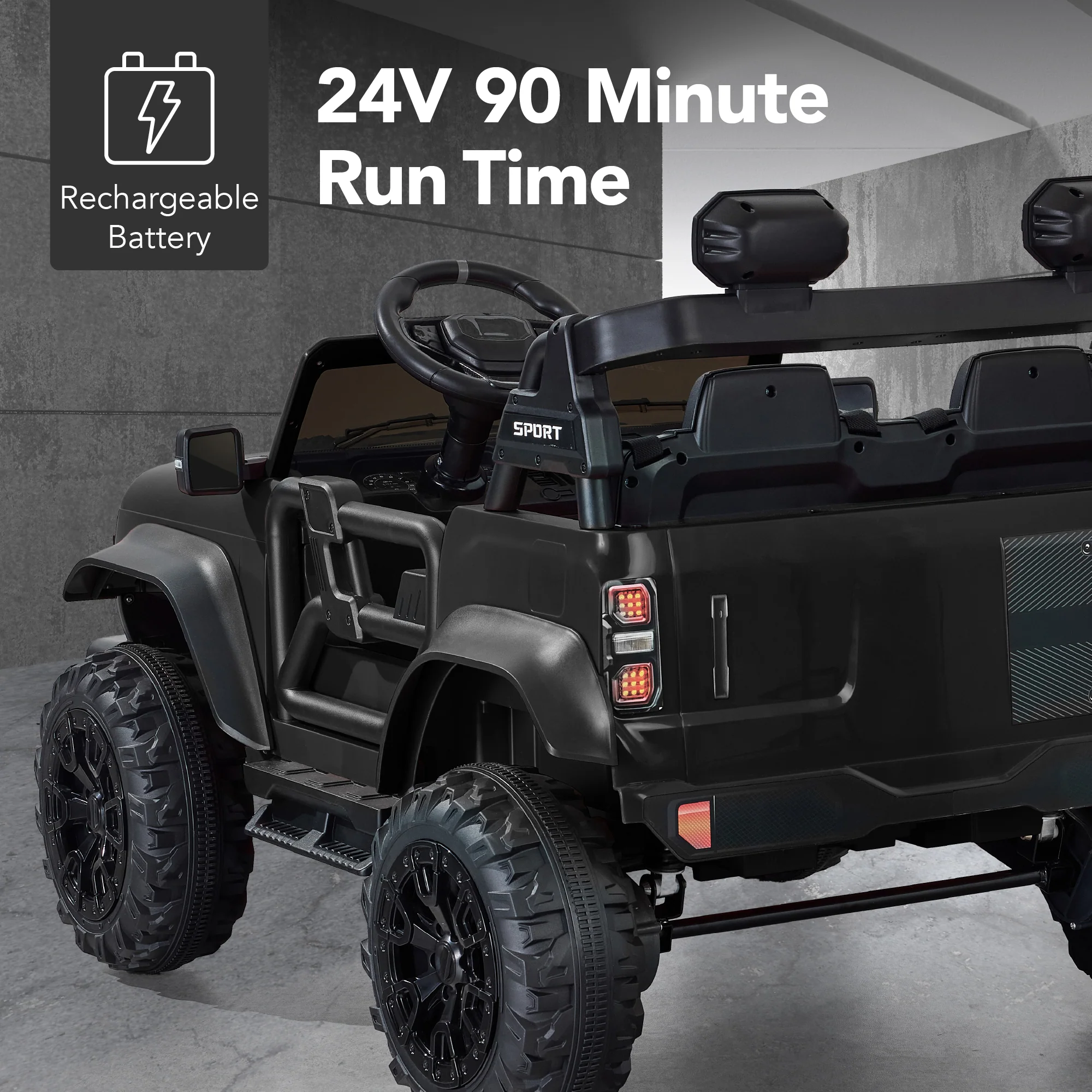 24V 2-Seater Electric Ride-On Car Truck w/ Parent Control, Bluetooth