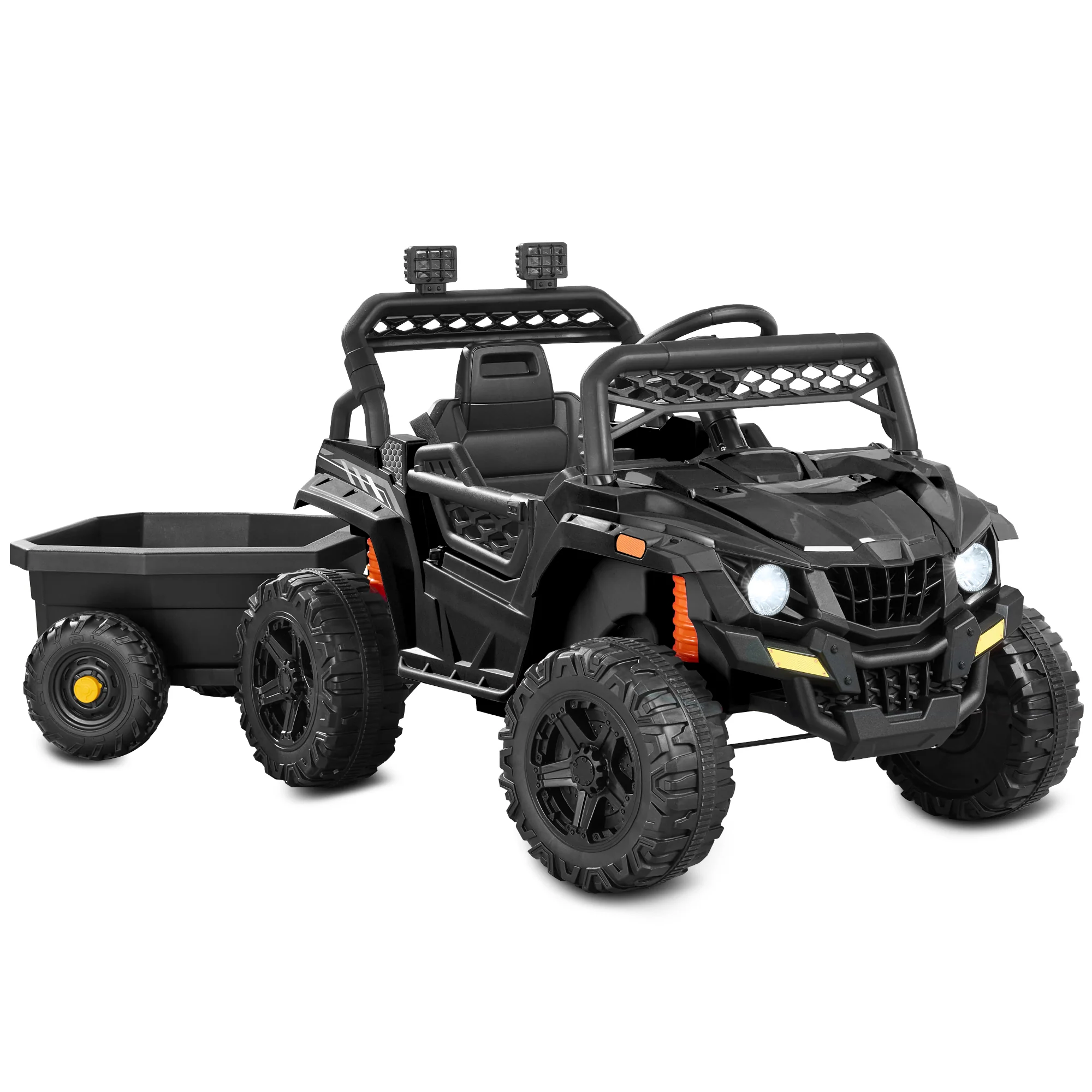 12V Kids Ride-On UTV and Trailer w/Parent Remote Control, LED Lights