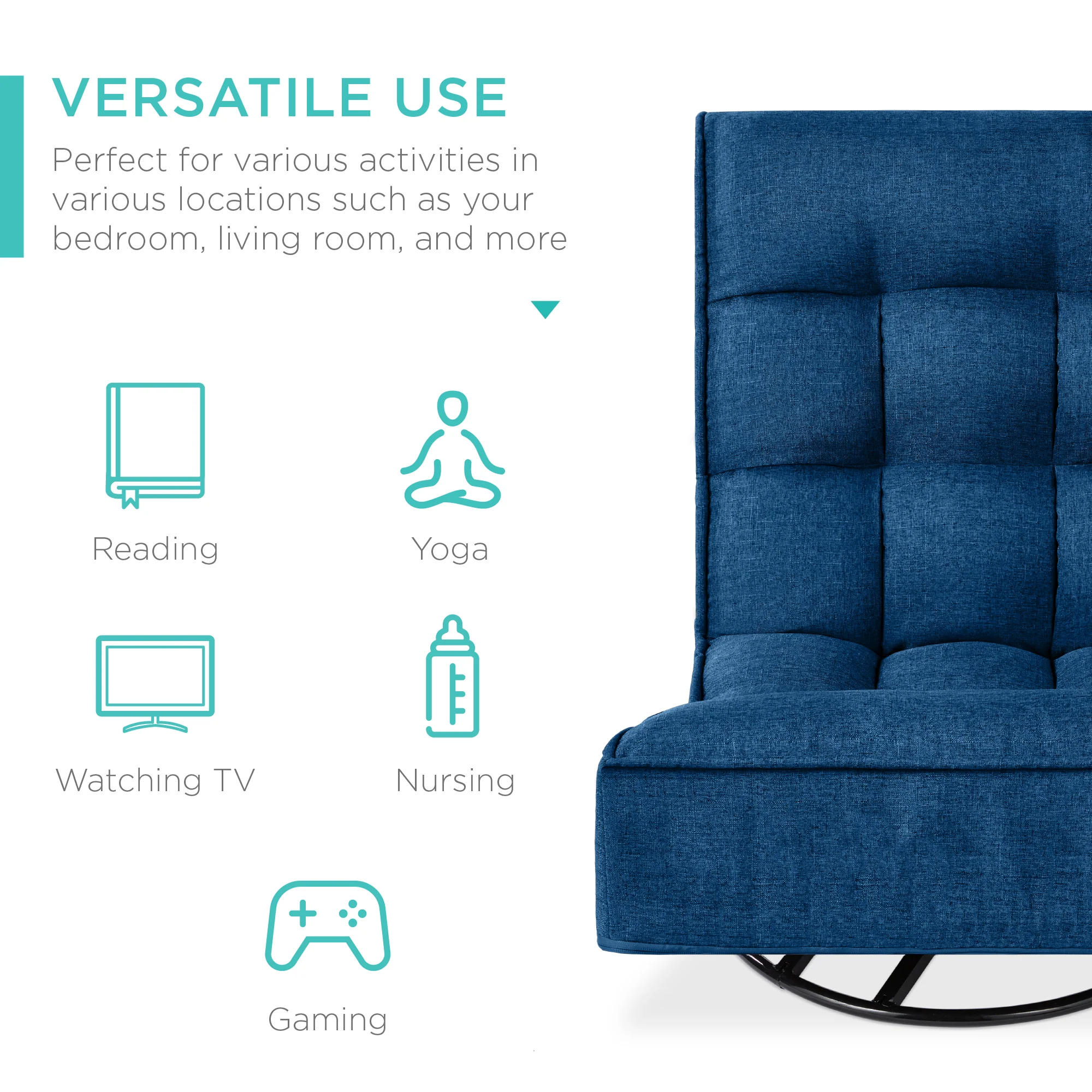 Folding Floor Gaming Chair w/ 360-Degree Swivel, 4 Adjustable Positions