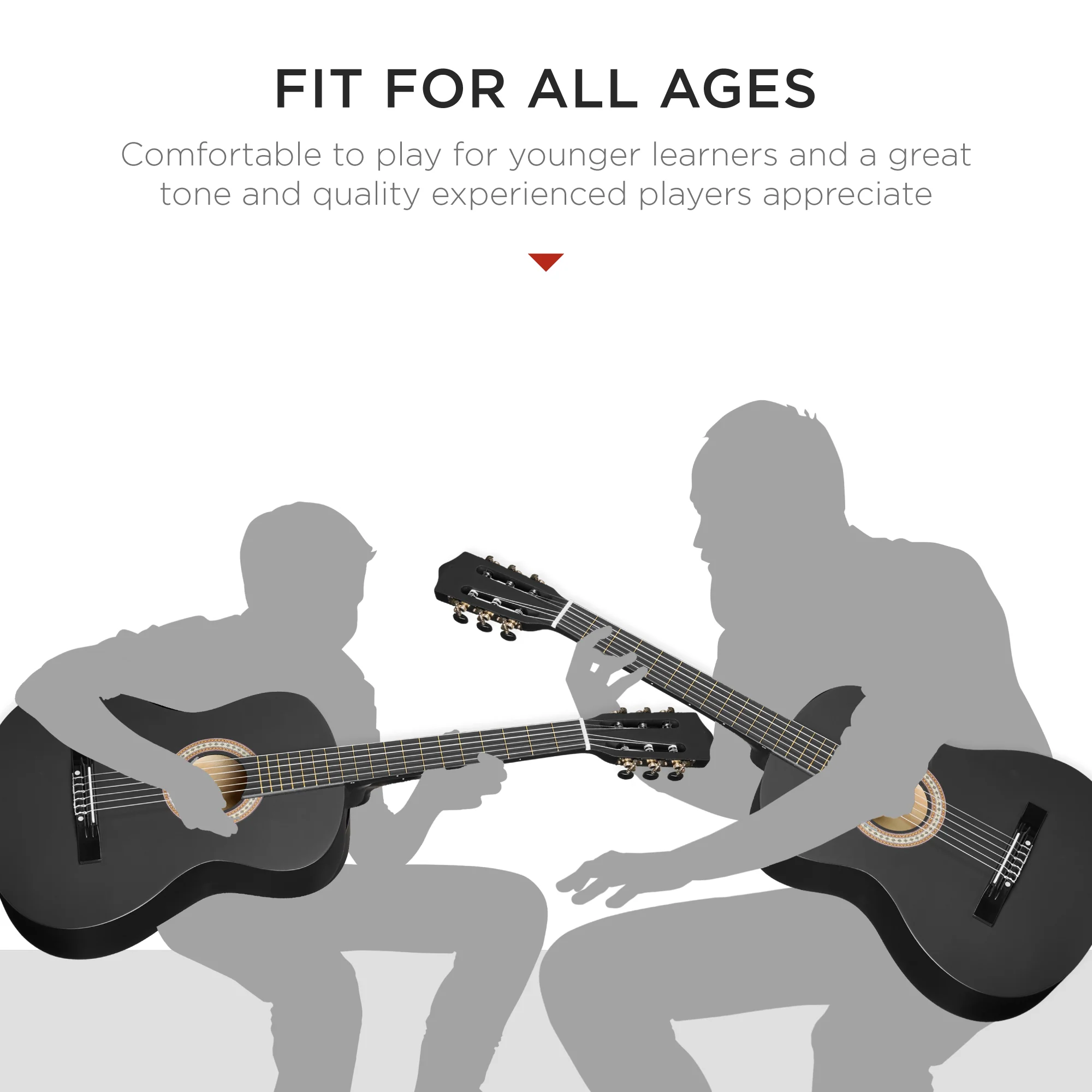 Beginner Acoustic Guitar Set w/ Case, Strap, Extra Strings - 38in