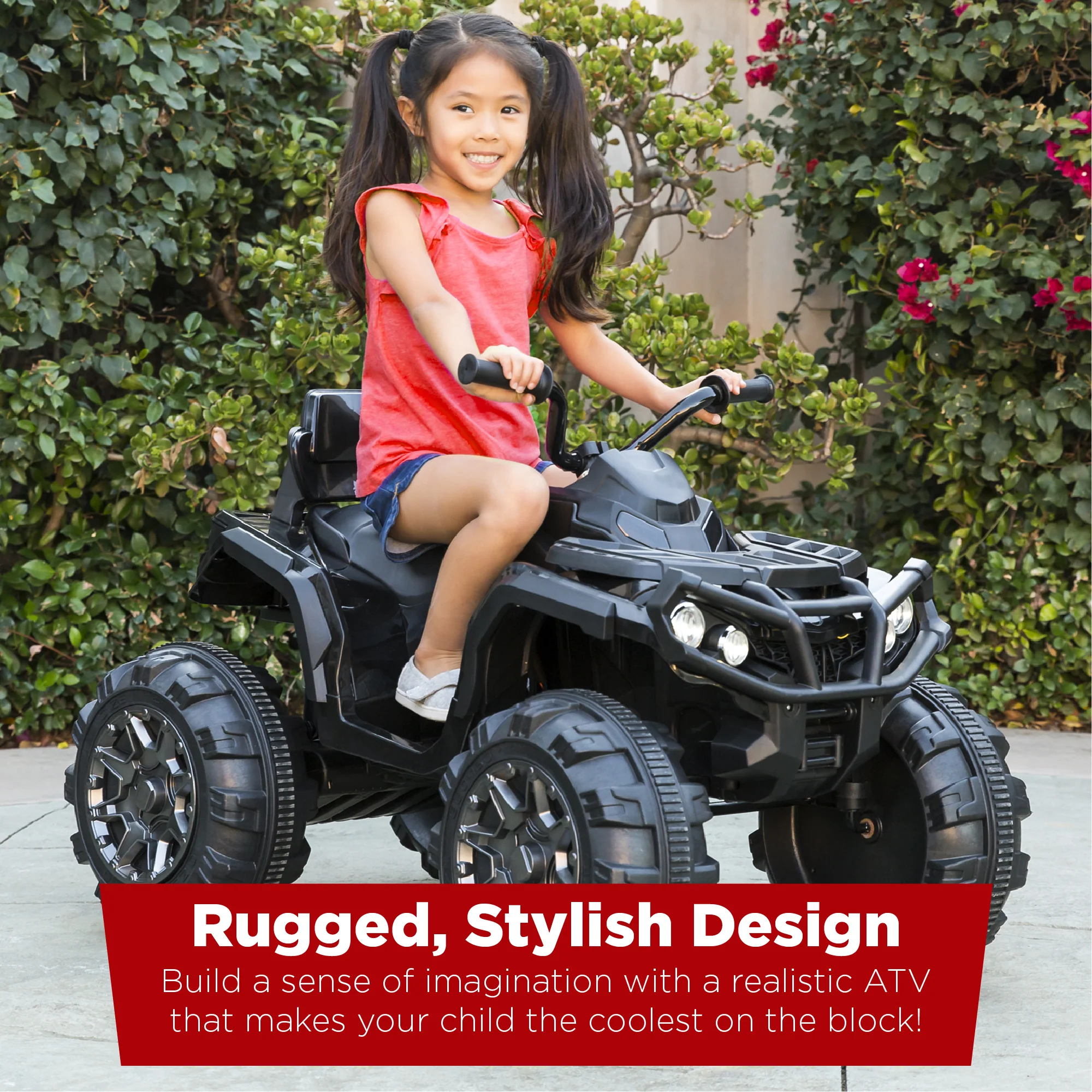 12V Kids Ride-On 4-Wheeler Quad ATV Car w/ 3.7mph Max, Bluetooth, Headlights