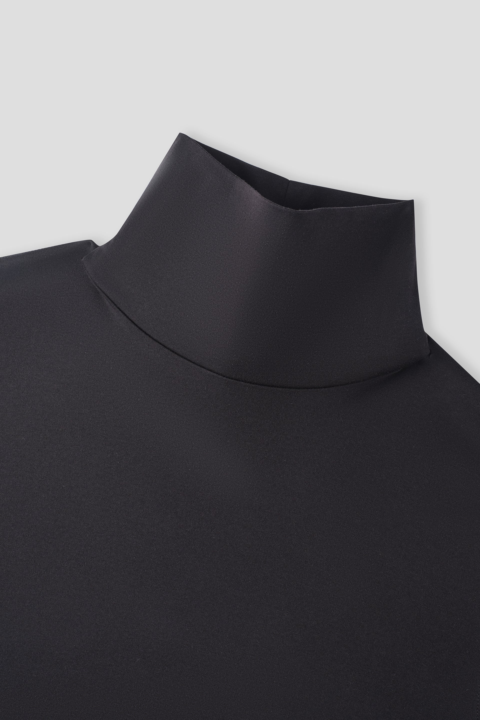 Merino-Blend Turtleneck Long Sleeve T-Shirt | Black BKFD01