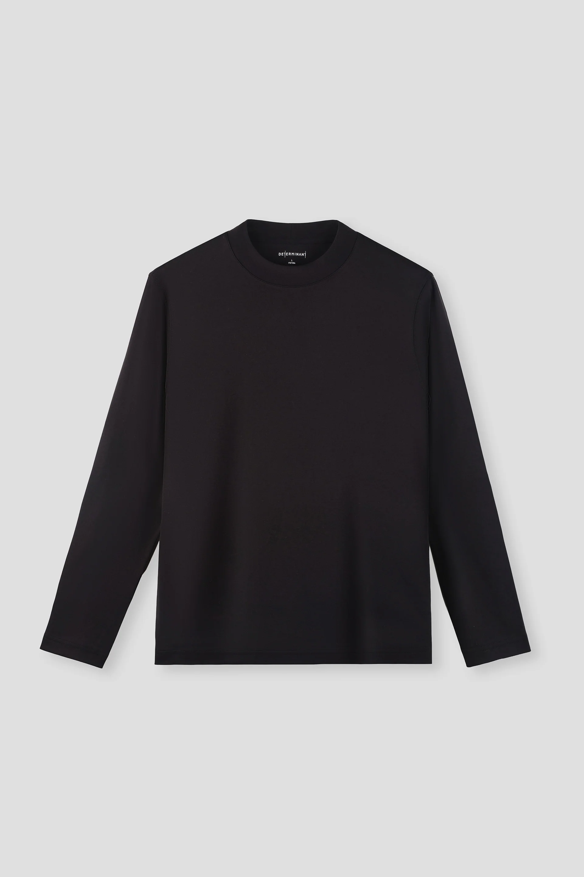 Merino-Blend Mock Neck Long Sleeve T-Shirt | Black BKFD01