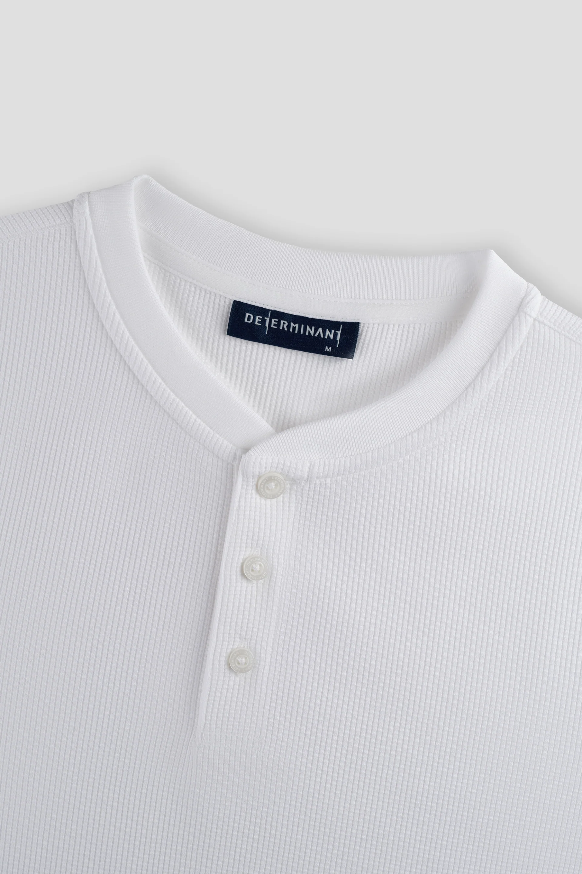 Waffle Henley Long Sleeve T-Shirt | White WH001Z