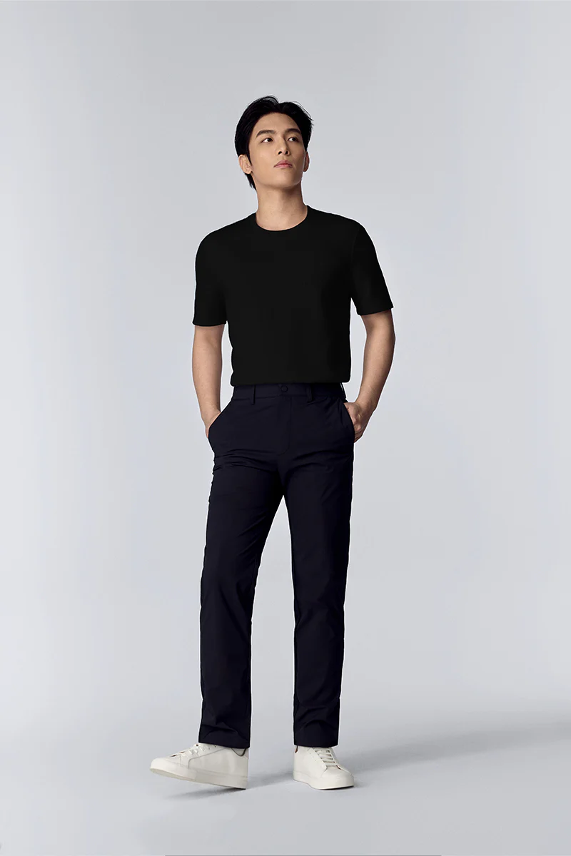 Waffle Crew Neck T-Shirt | Black BKFD01