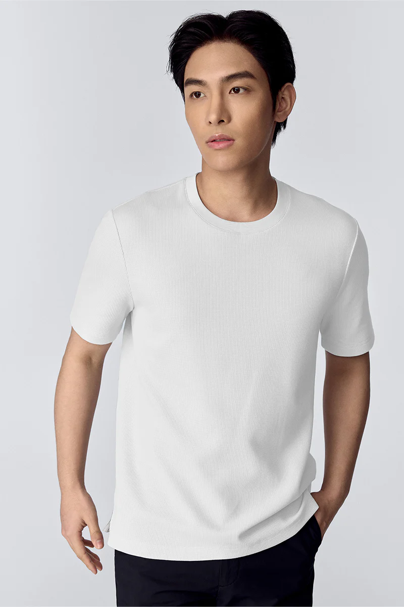 Waffle Crew Neck T-Shirt | White WH001Z