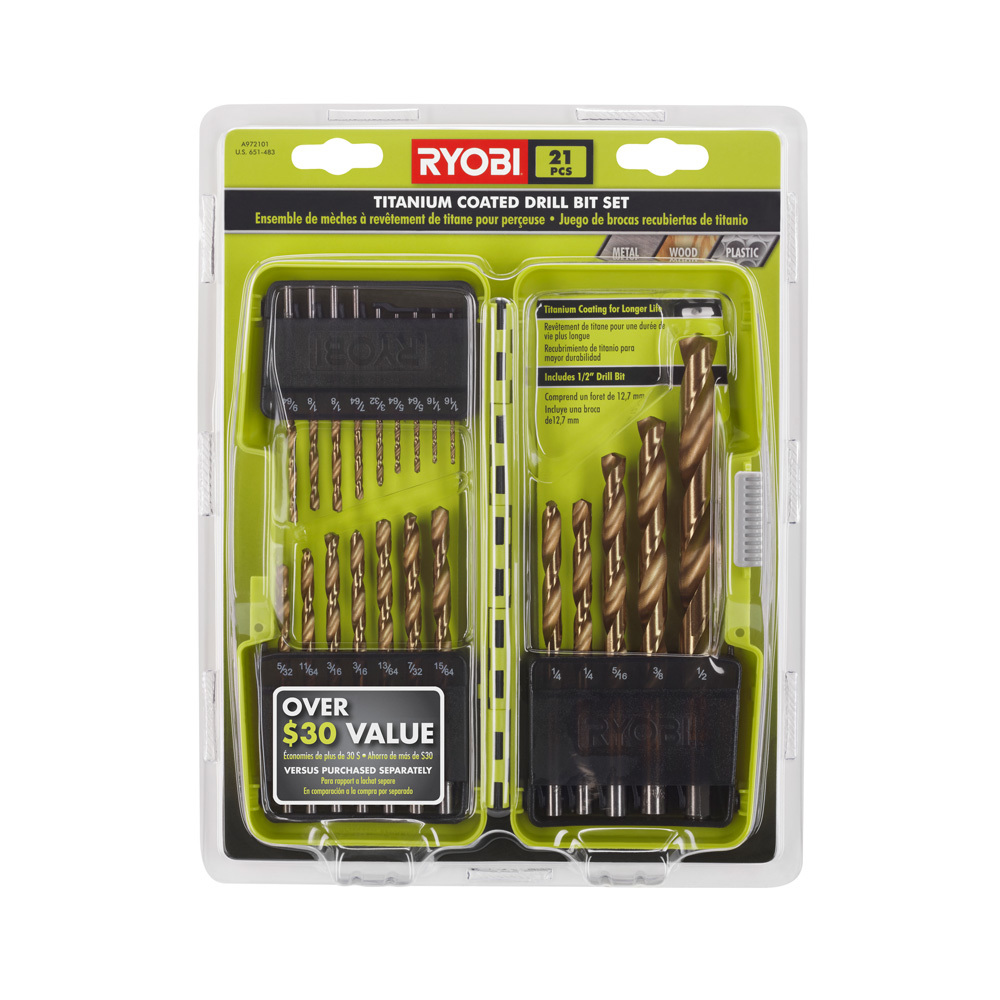 21 PC. Titanium Drill Bit Set