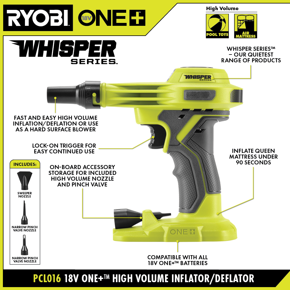 18V ONE+ WHISPER SERIES HIGH VOLUME INFLATOR KIT