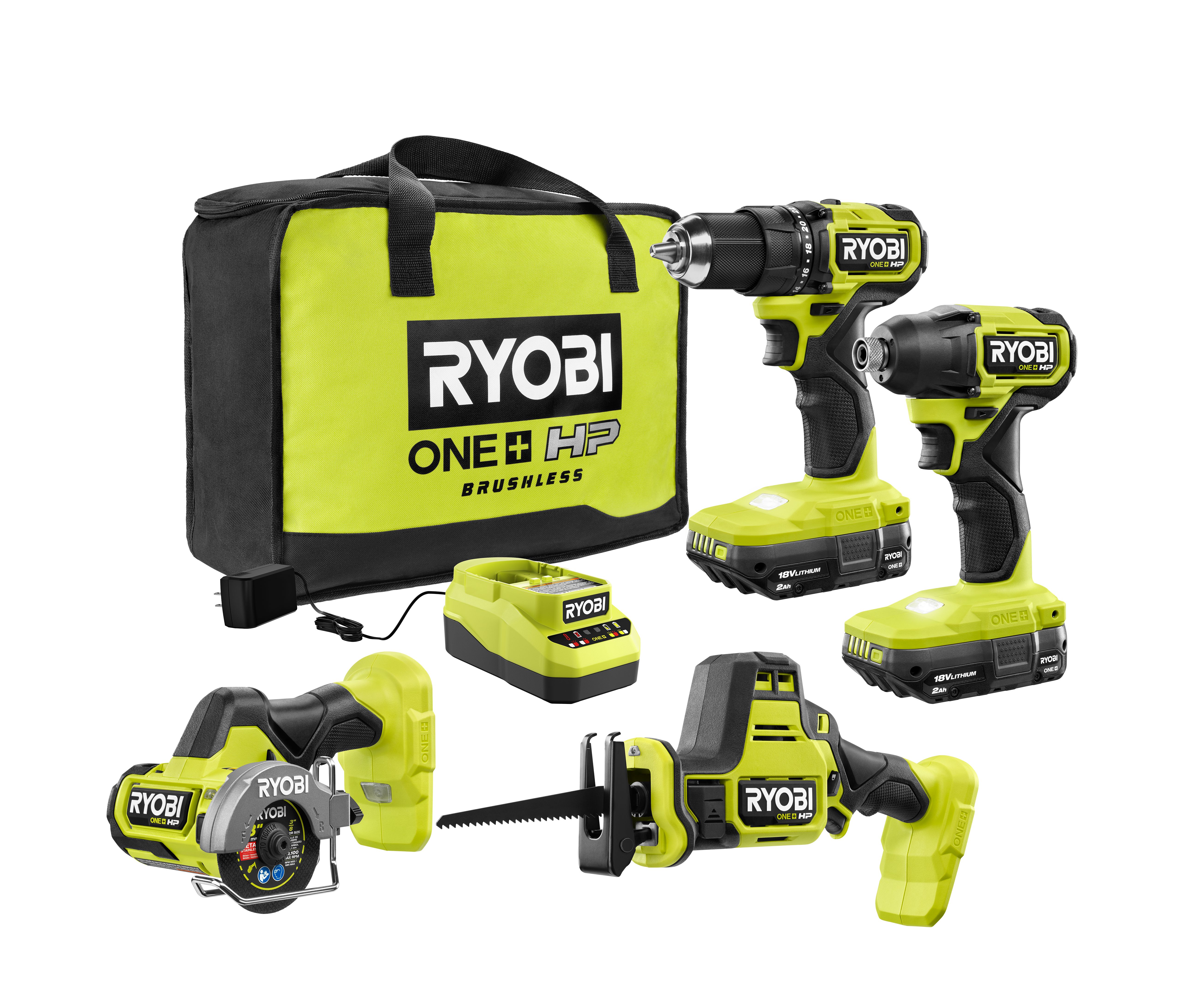 18V Compact Brushless 4-Tool Combo Kit