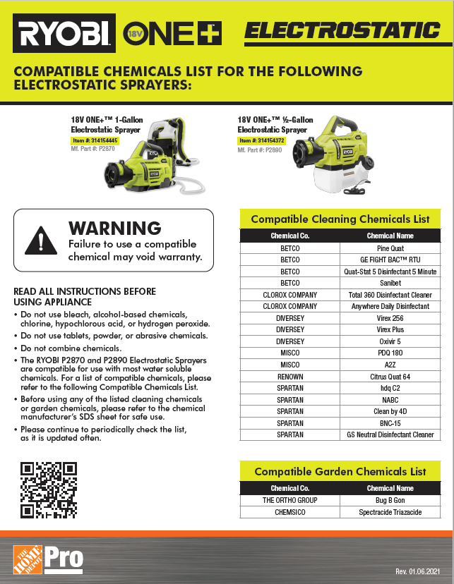 18V ONE+ 1/2 GALLON ELECTROSTATIC SPRAYER Kit