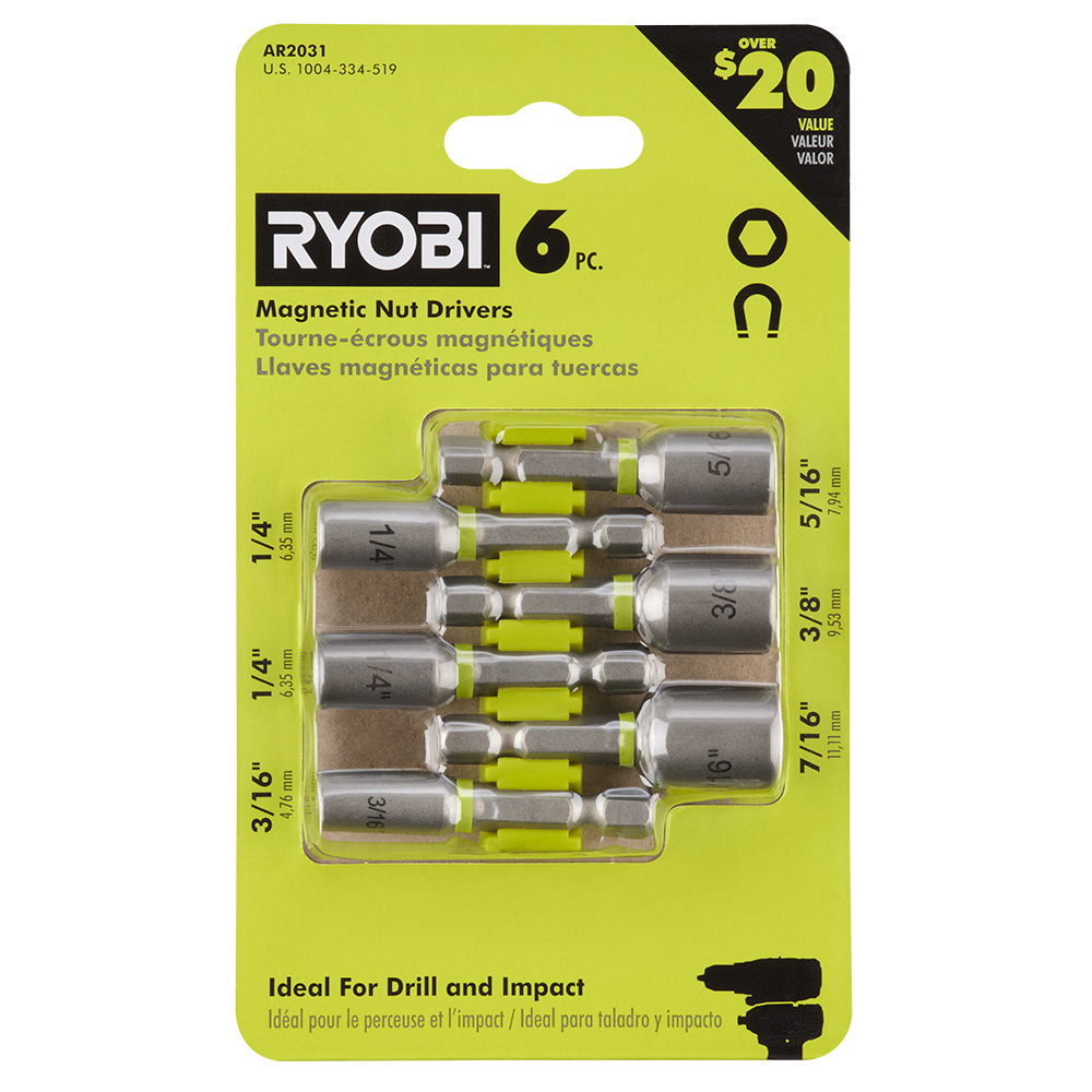 RYOBI 6PC IMPACT MAGNETIC NUT DRIVER SET