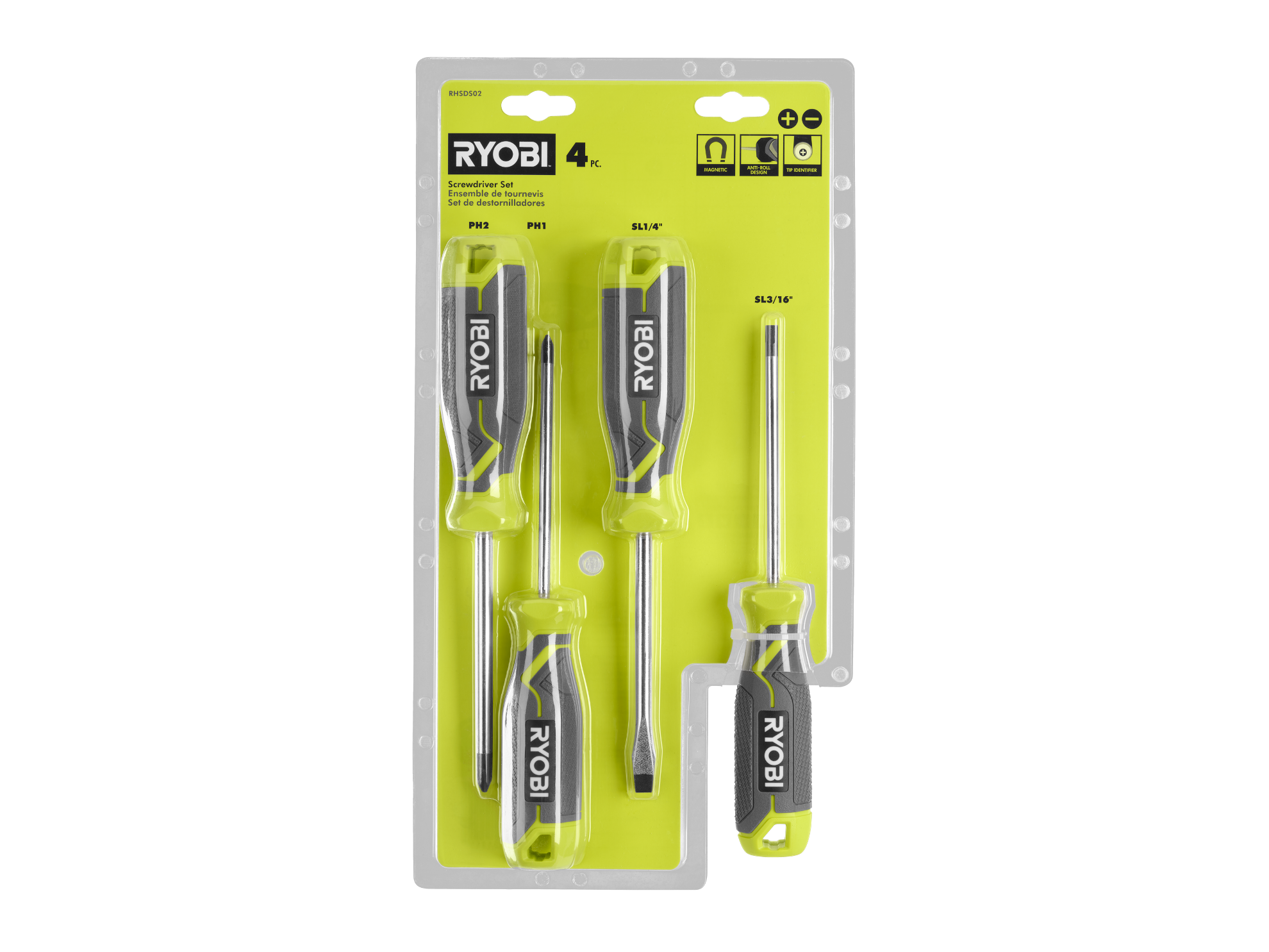 Screwdriver Set (4-Piece) with Cushion Grip Handles