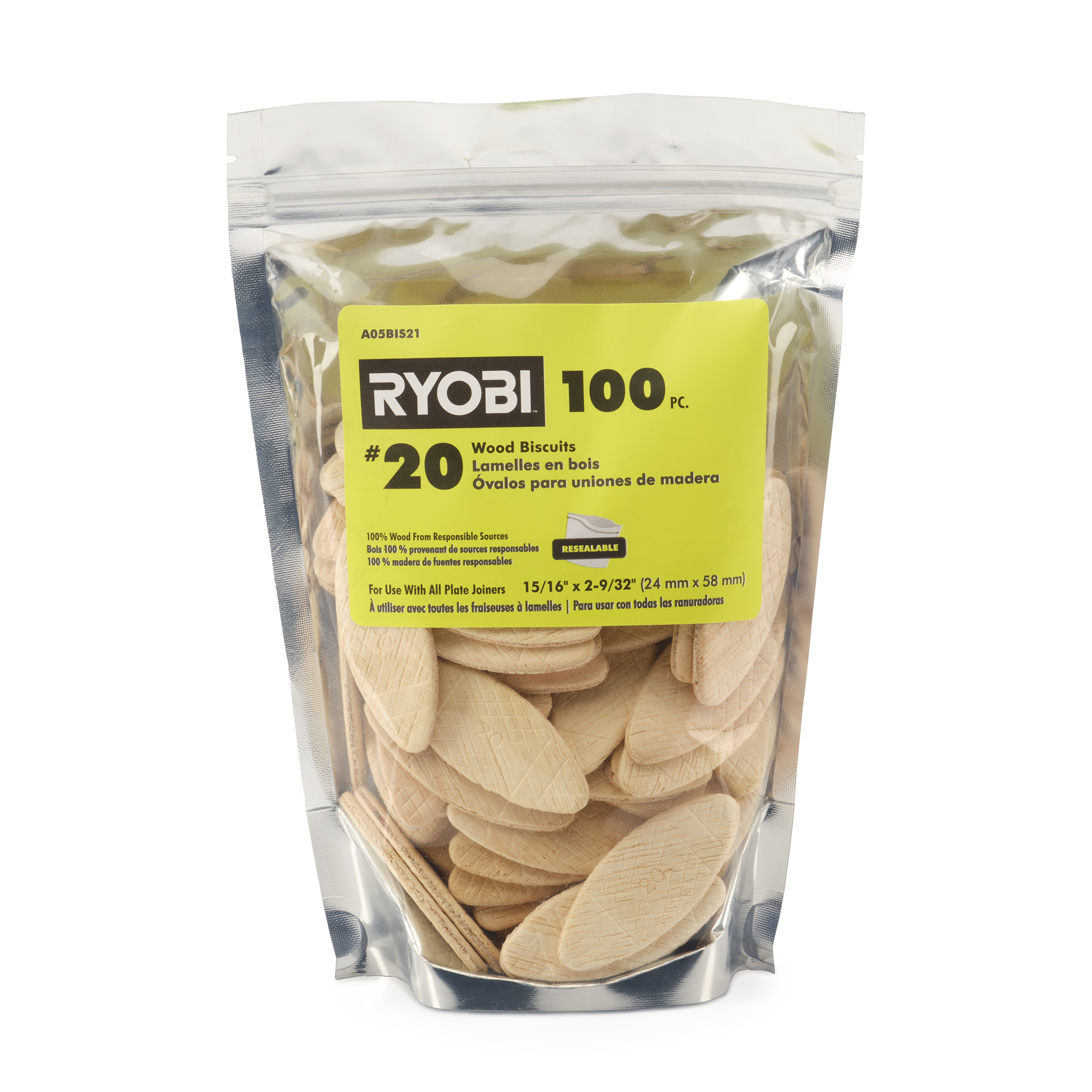 100 PC. #20 WOOD BISCUITS