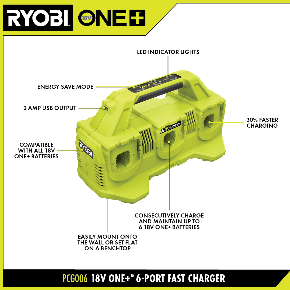 18V ONE+ 6-PORT FAST CHARGER