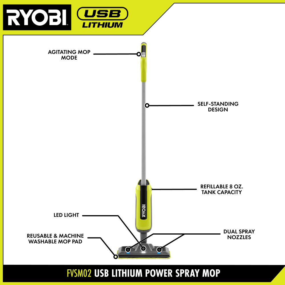 USB LITHIUM POWER SPRAY MOP KIT