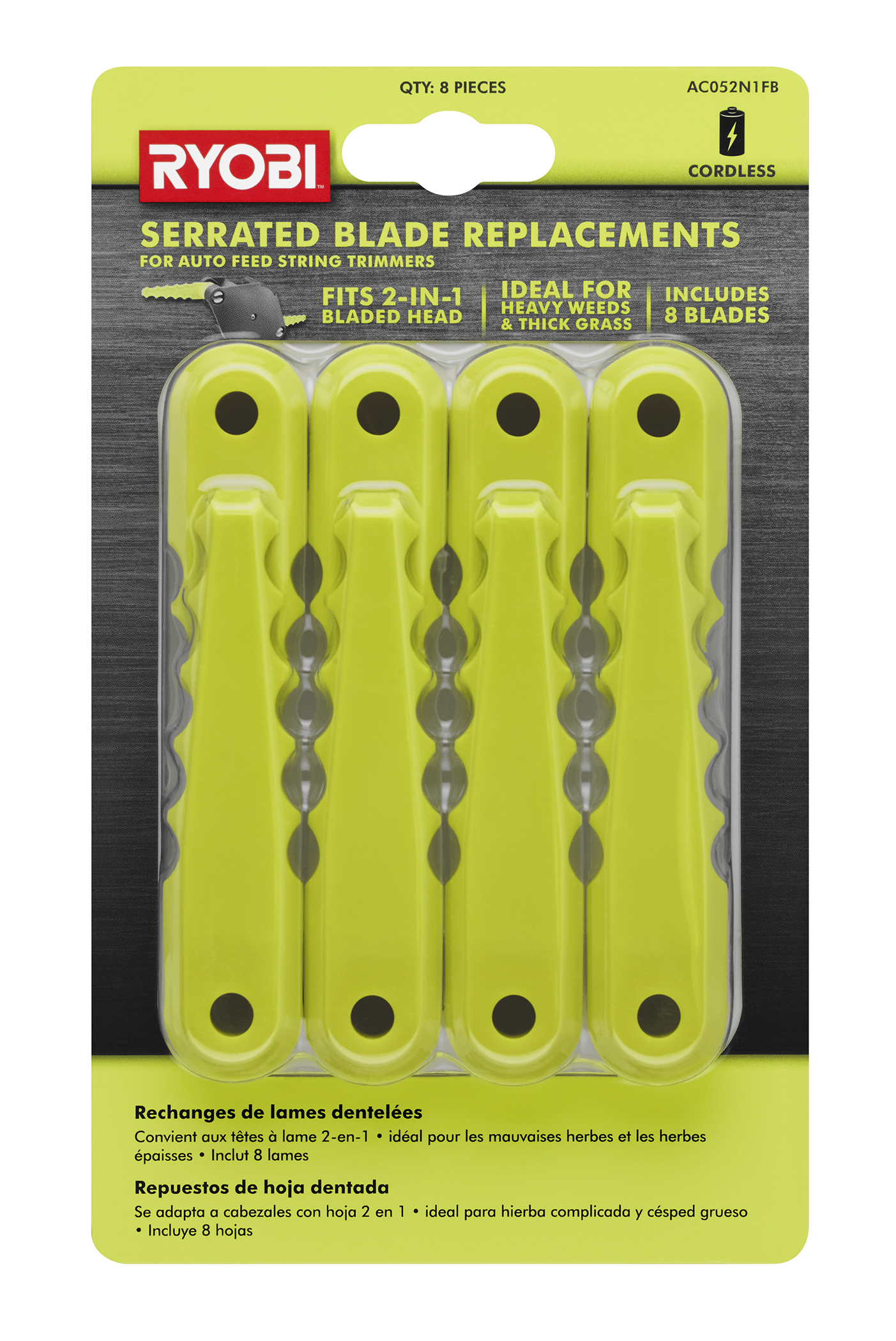REPLACEMENT FIXED BLADES FOR 2-IN-1 PIVOTING FIXED LINE AND BLADED HEAD