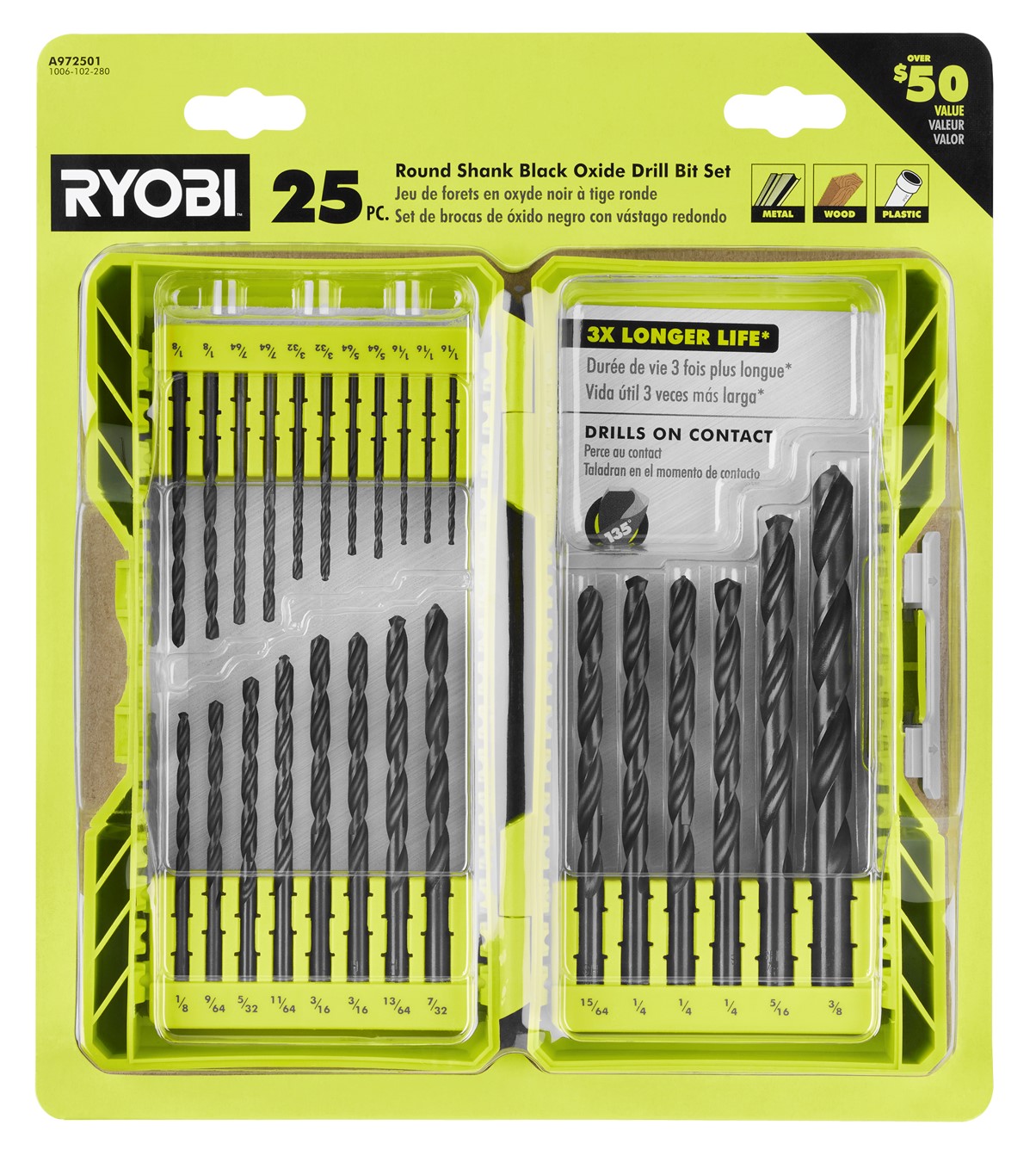 25 PC. ROUND SHANK BLACK OXIDE DRILL BIT SET