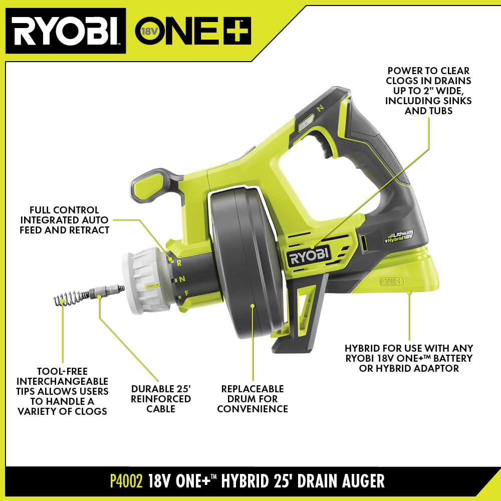 18V ONE+ Hybrid Drain Auger