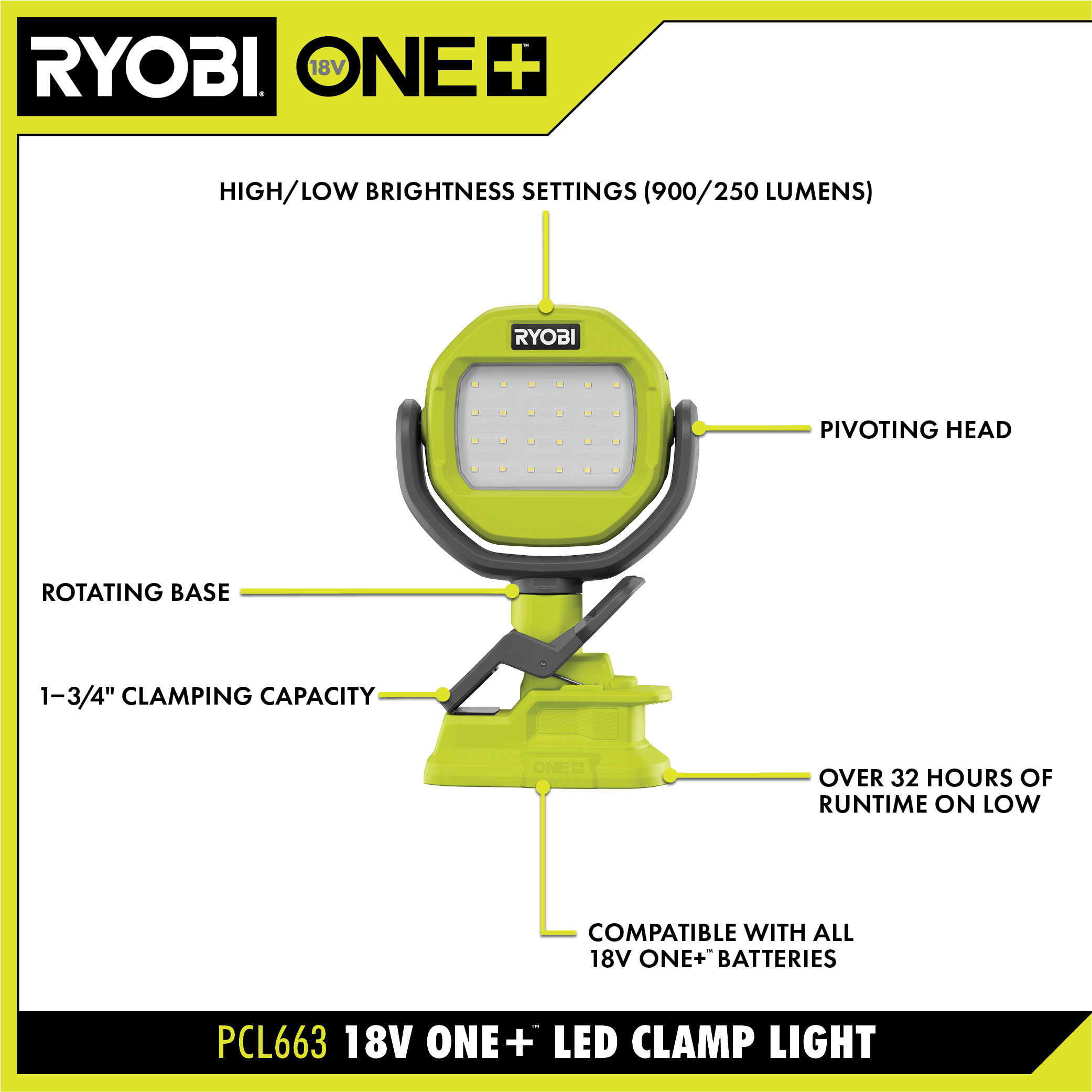 18V ONE+ LED CLAMP LIGHT KIT